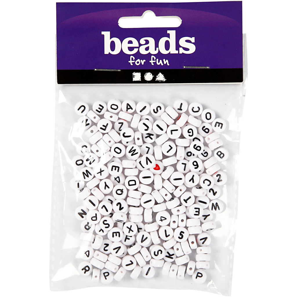 Bokstavperler Creativ Company Hvit 7 mm Hullstr 1,2 mm 25 g