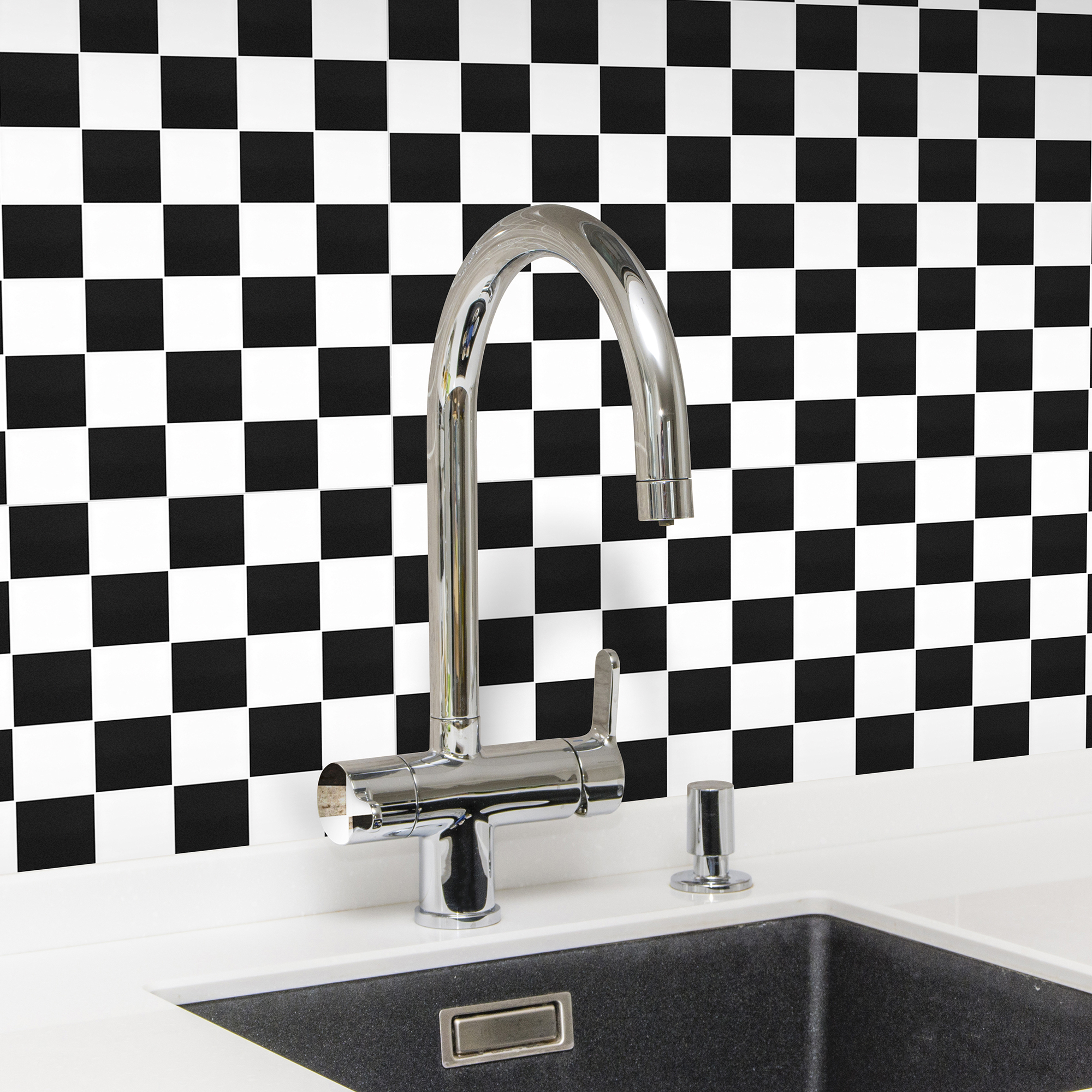 Klinkermosaik Arredo Titan Mix Svart/Vit Blank 5x5 cm