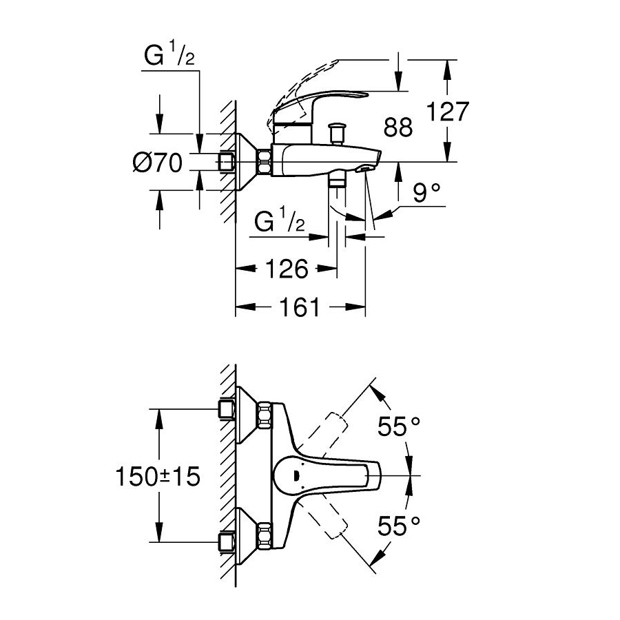 Badkarsblandare Grohe Eurosmart 33300