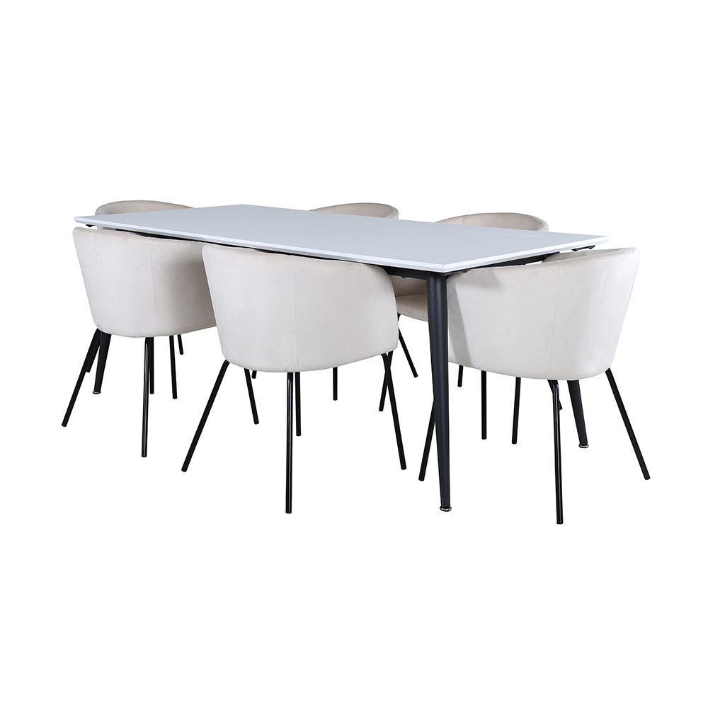 Spisegruppe Venture Home Jolie med 6 Bergen Stoler Fløyel