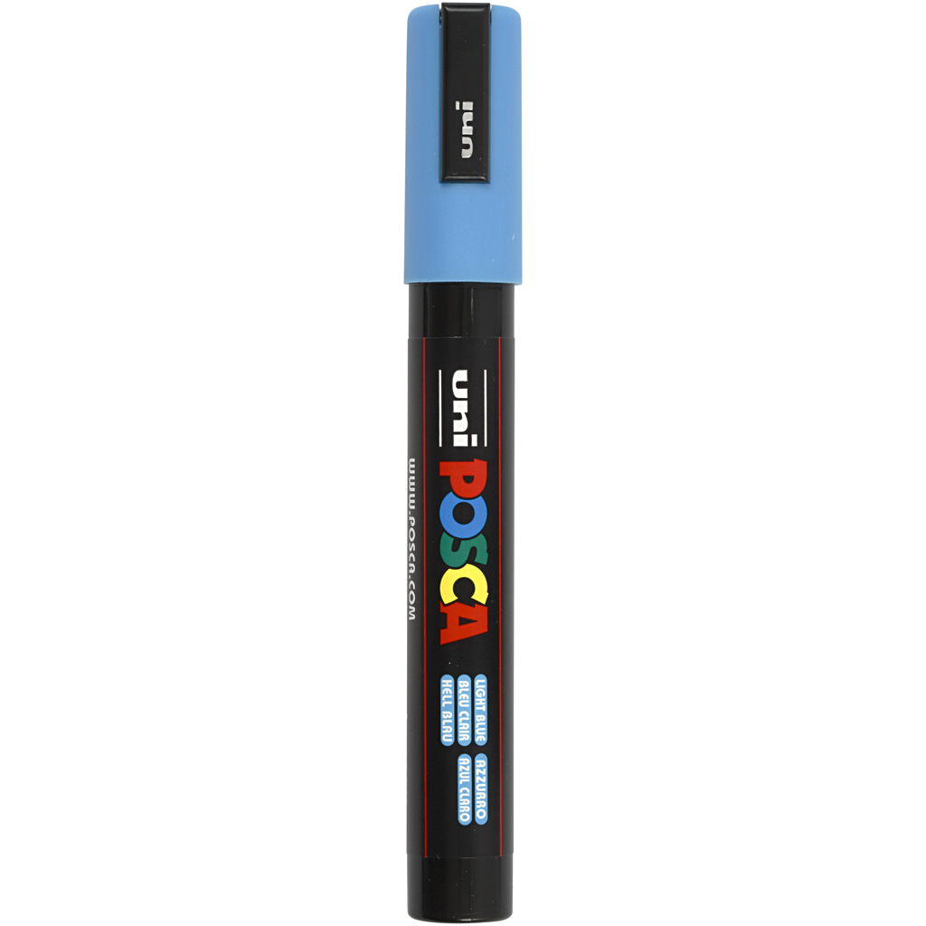 Posca Marker , ljusblå, nr. PC-5M, spets 2,5 mm, 1 st. Lyseblå