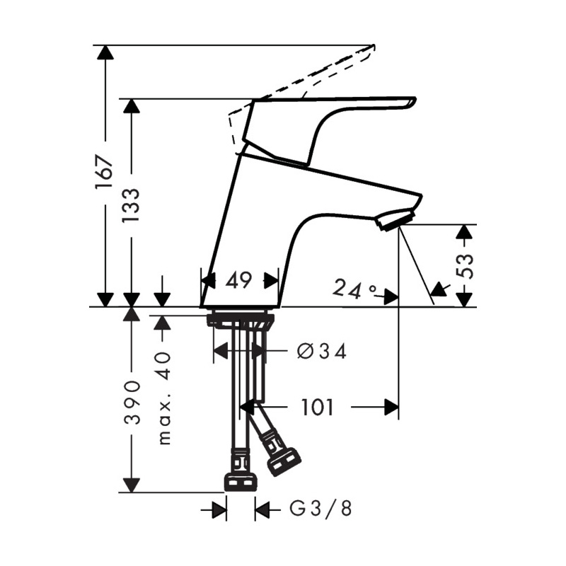 Servantbatteri Hansgrohe Focus 70