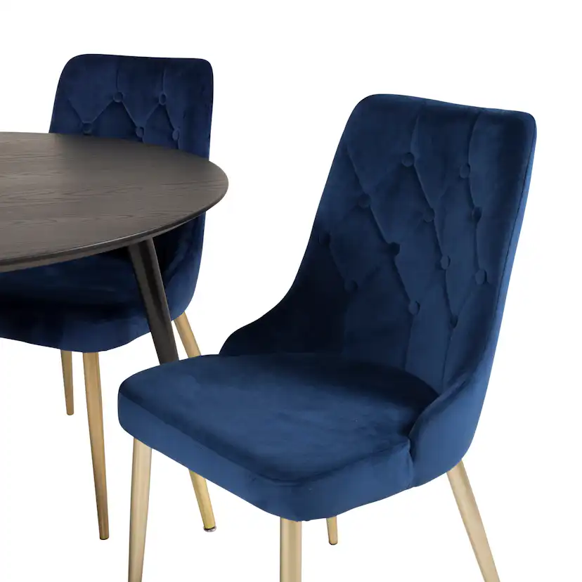Spisegruppe Venture Home Dipp Ø115 cm med 4 Velvet Deluxe Stoler