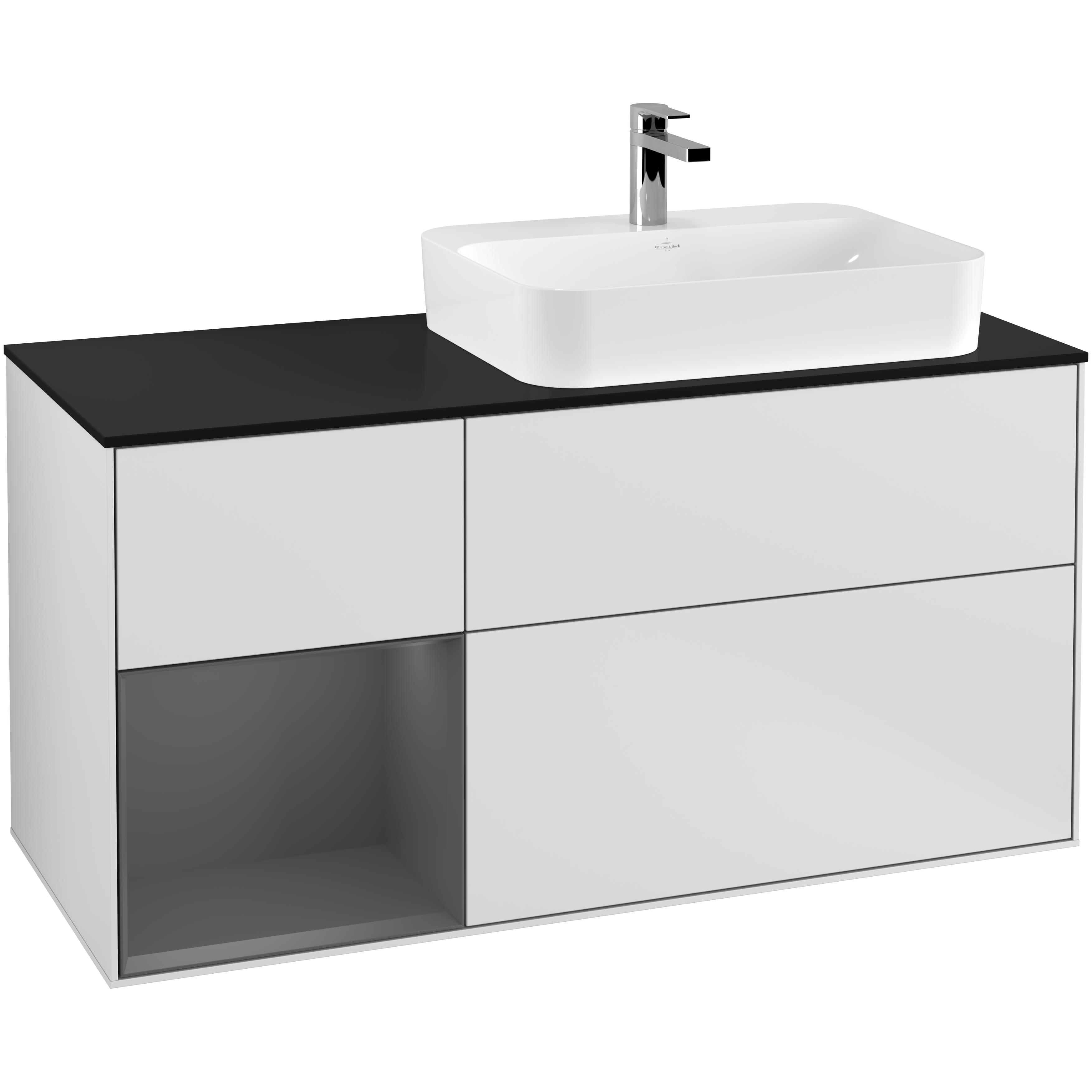 Tvättställsskåp Villeroy & Boch Finion med 3 Lådor Hylla och Bänkskiva för Ocentrerat Ytmonterat Tvättställ | badrum - badrumsmobler - tvattstallsskap-och-kommod | KakelKungen