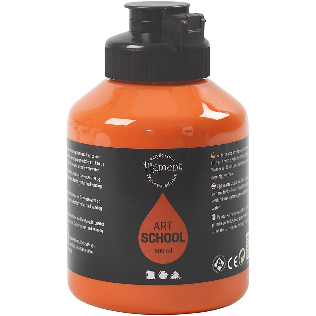 Pigment Art School, orange, semi transparent, 500 ml/ 1 flas Orange, Semi Transparent