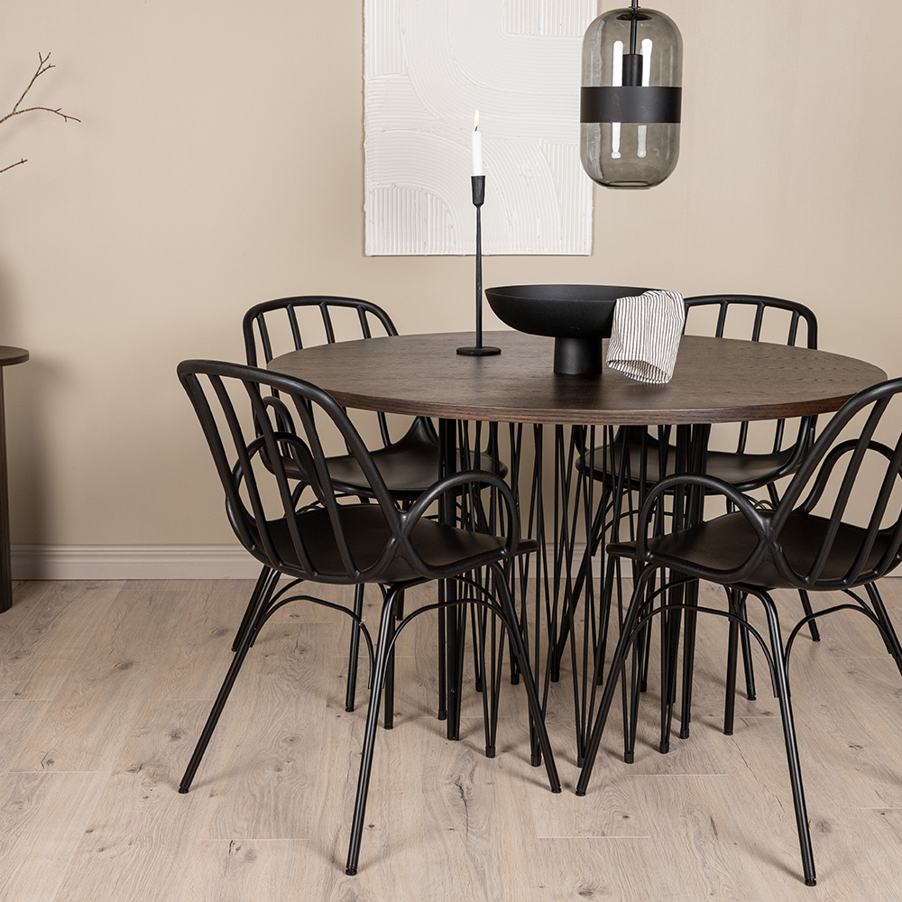 Spisegruppe furniture/fashion Stone round Ø 120 cm med 4 Dyrön Stoler