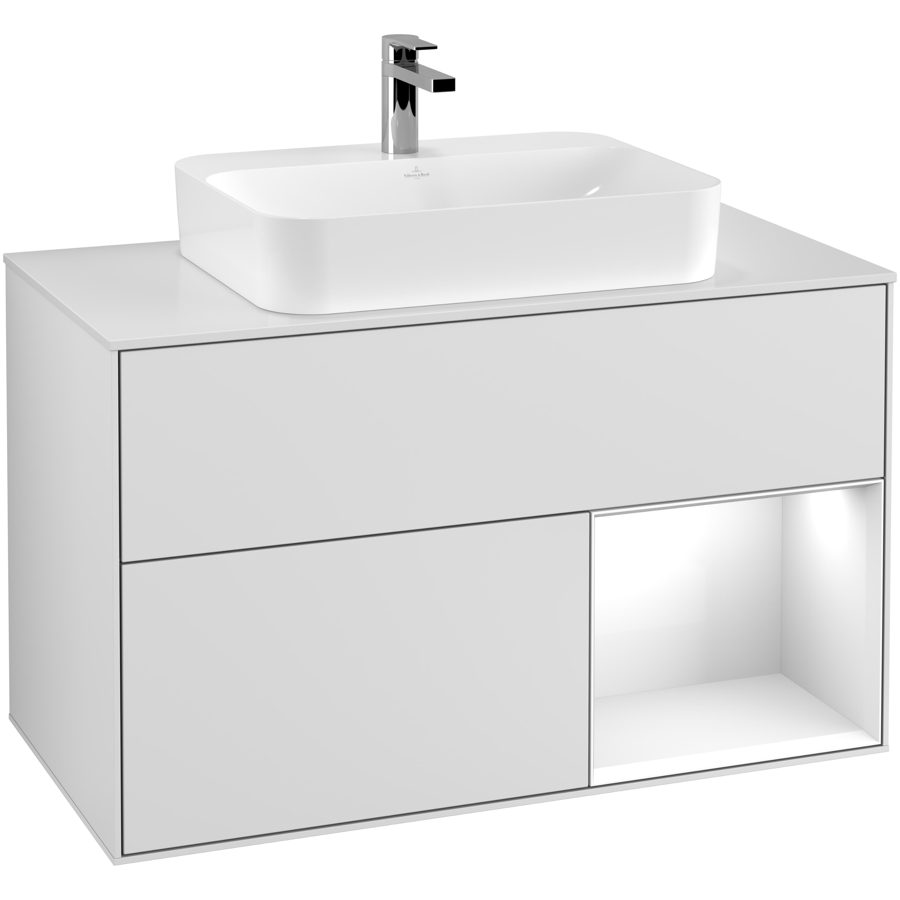 Tvättställsskåp Villeroy & Boch Finion med 2 Lådor Hylla och Bänkskiva för Ytmonterat Tvättställ | badrum - badrumsmobler - tvattstallsskap-och-kommod | KakelKungen
