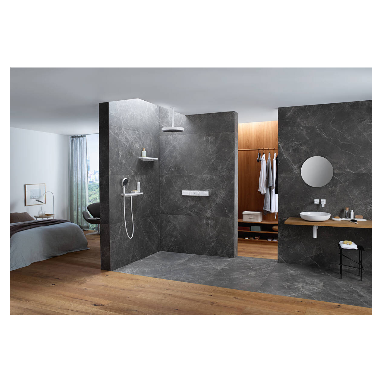 Axeldusch Hansgrohe Rainfinity 500 1jet med Hylla Krom Krom