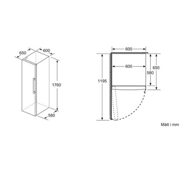 Kjøleskap Bosch KSV33VLEP Serie 4 Inox-Look