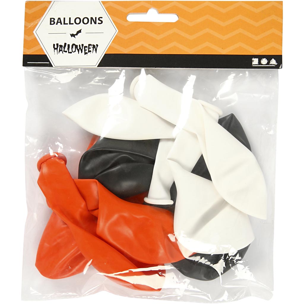Ballonger Creativ Company Svart Orange Hvite Runde 23-26 cm 1 Pk