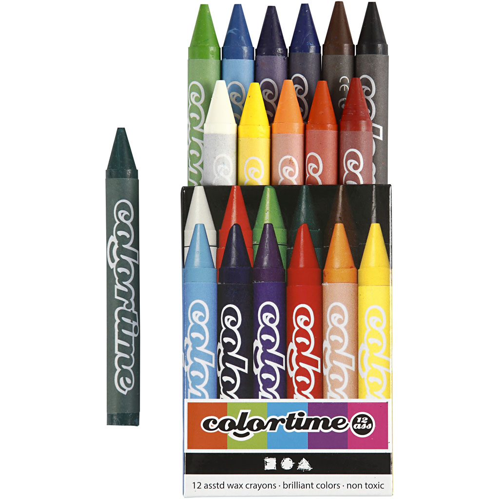 Colortime färgkritor, mixade färger, L: 10 cm, tjocklek 11 m 12 st