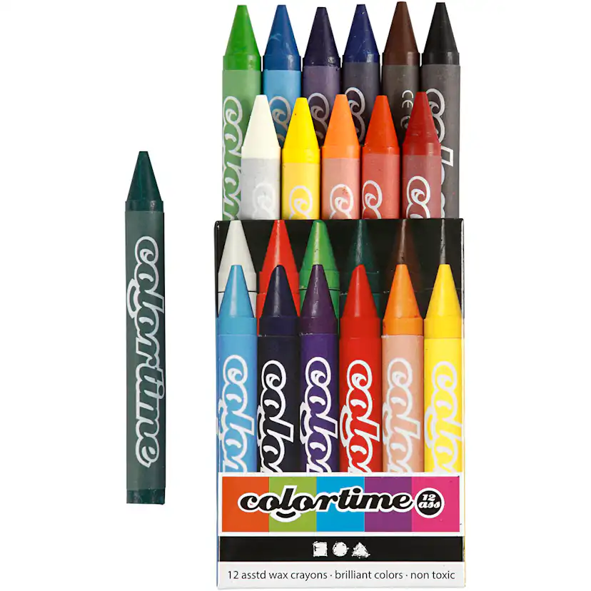 Colortime färgkritor, mixade färger, L: 10 cm, tjocklek 11 m 12 st