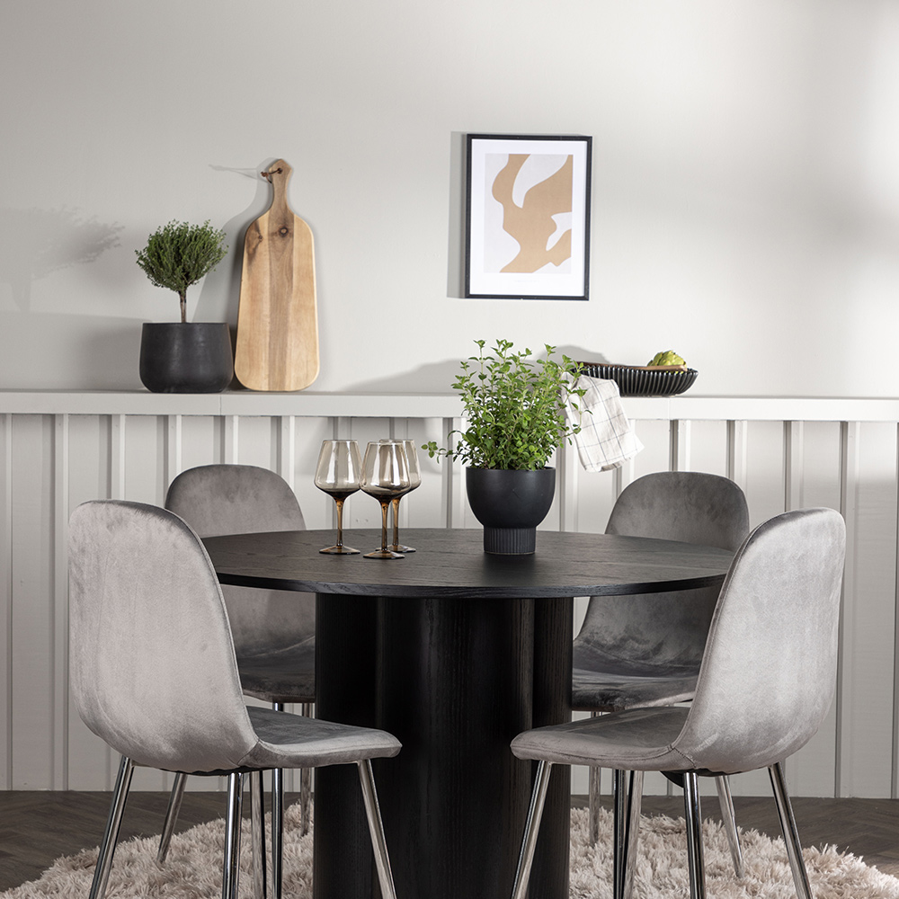 Spisegruppe Venture Home Olivia Ø110 cm med 4 stk Eva Stoler
