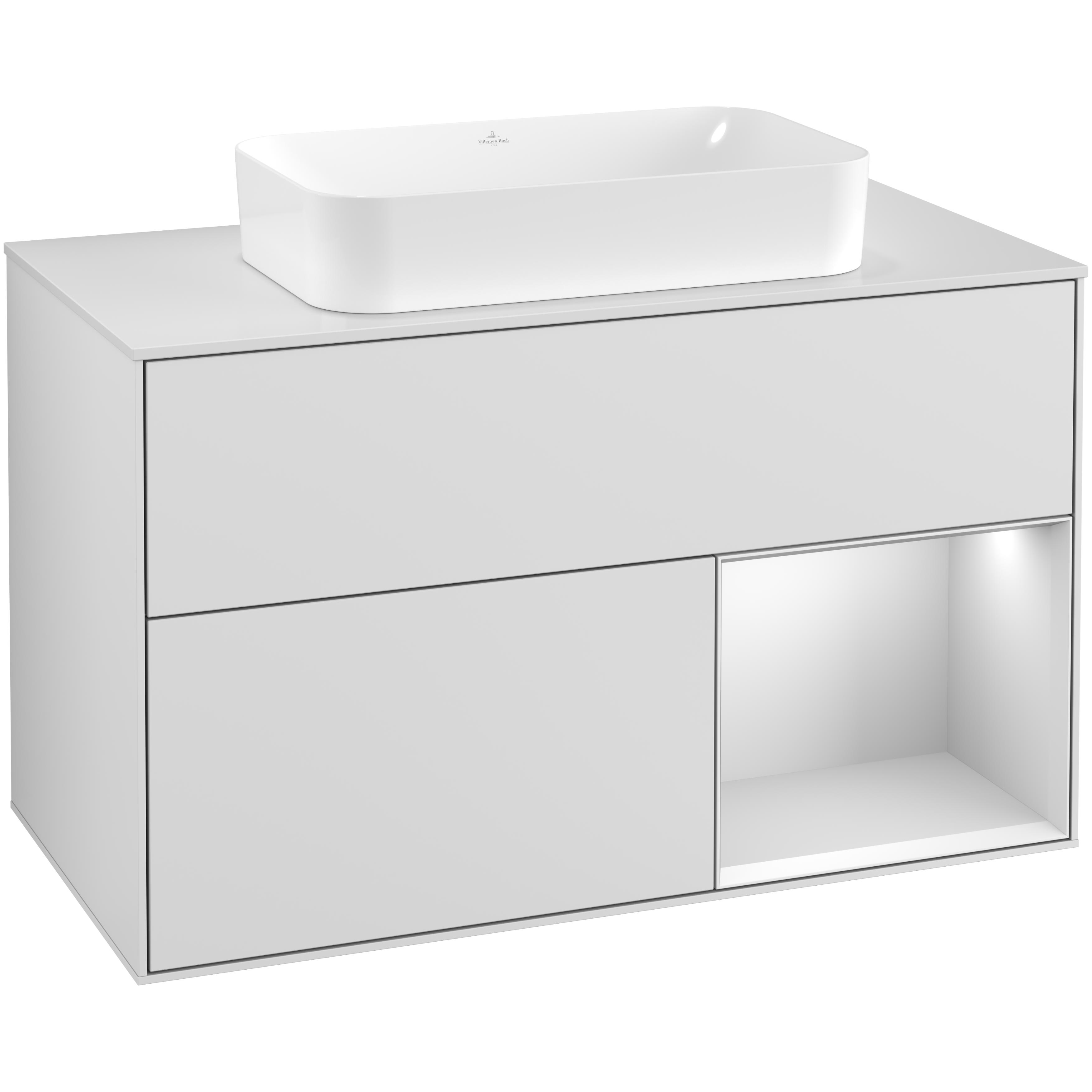 Tvättställsskåp Villeroy & Boch Finion med 2 Lådor Hylla och Bänkskiva för Fristående Tvättställ | badrum - badrumsmobler - tvattstallsskap-och-kommod | KakelKungen