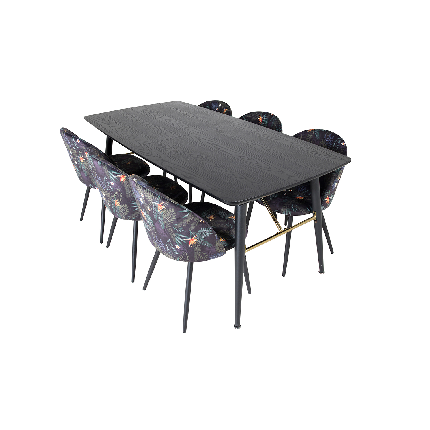 Spisegruppe Venture Home Gold med 6 Velvet Stoler