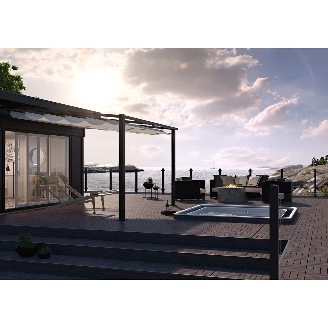 Veggpergola 4x4 m Grå