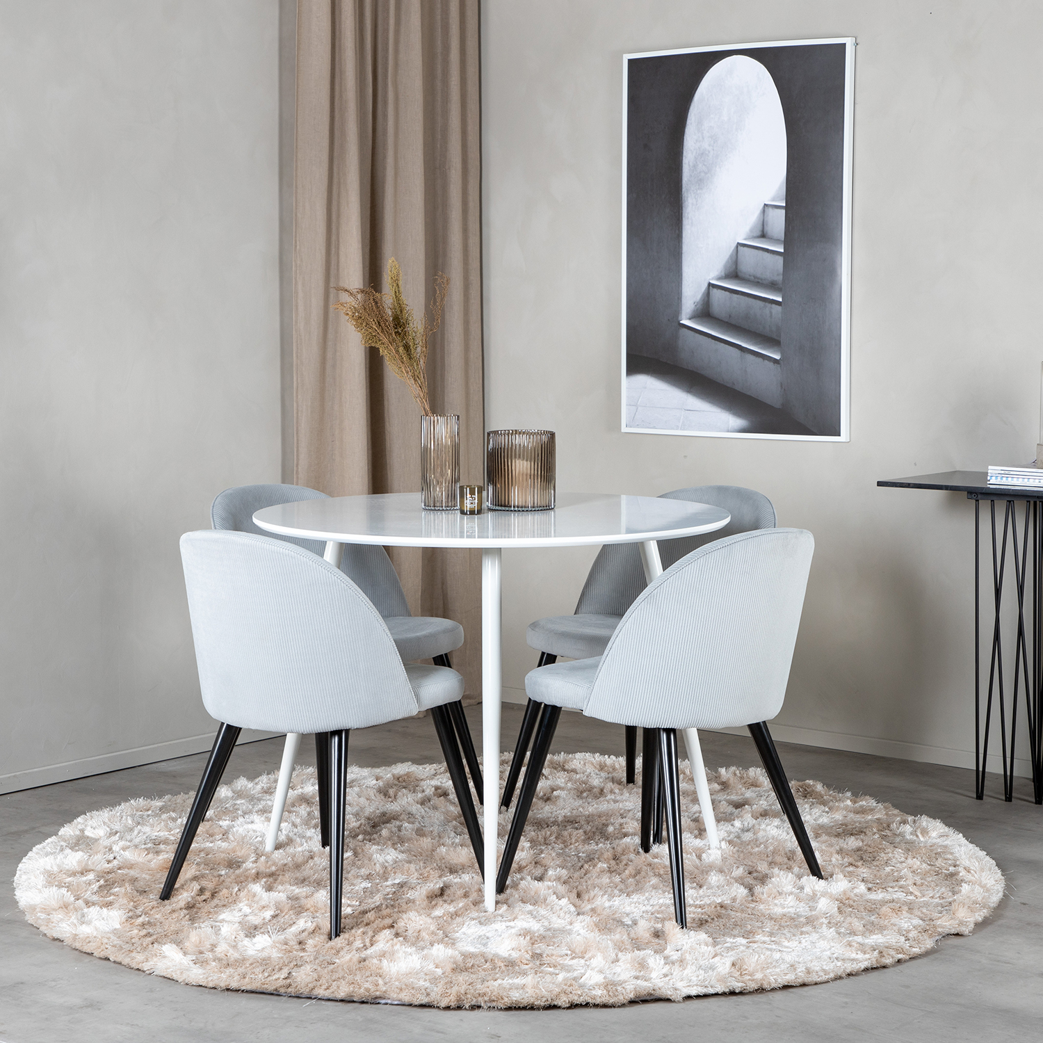 Spisegruppe Venture Home Plake med 4 Valentina Stoler Manchester Rundt