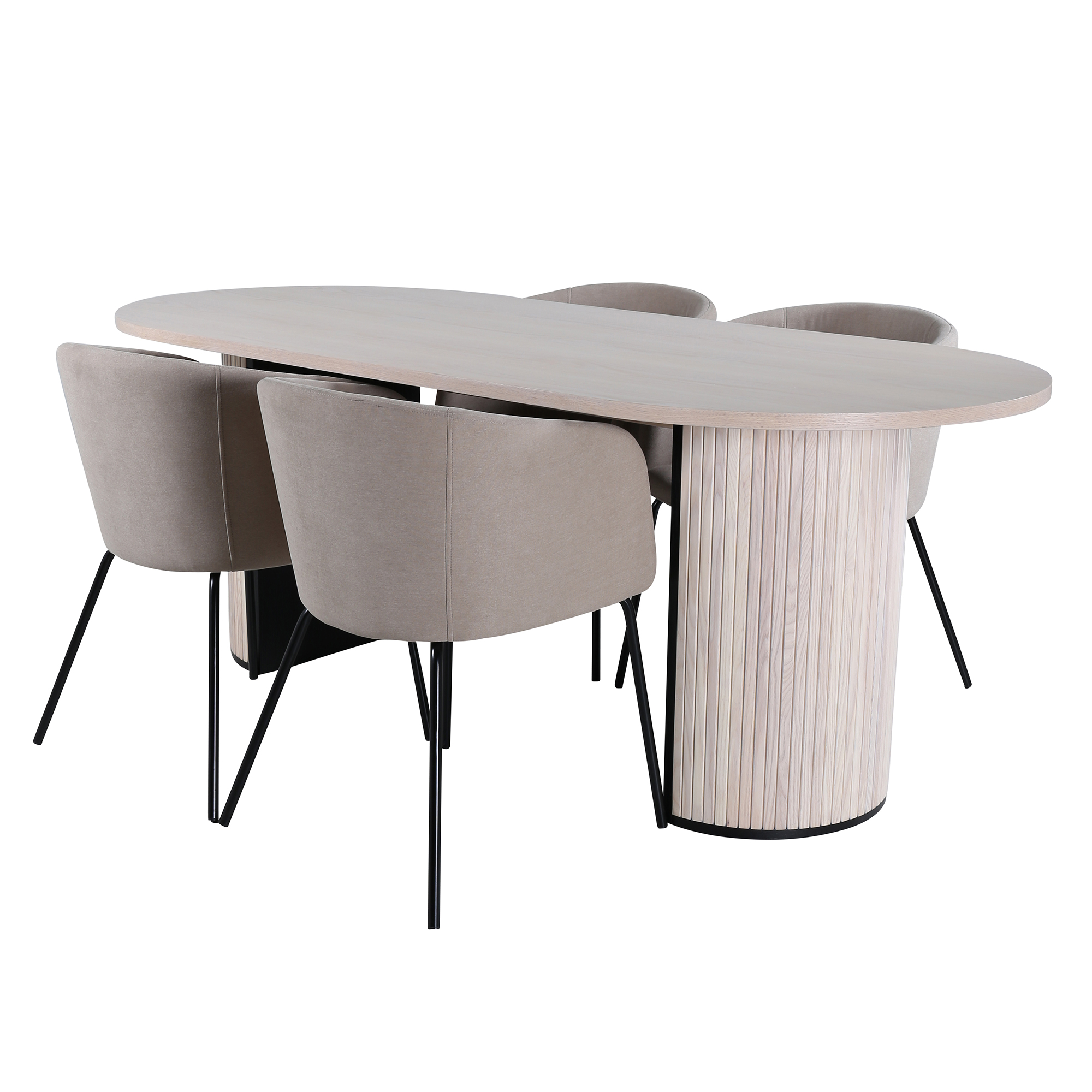 Bianca Oval Dining Table - White Wash / Black Veneer+Berit C BeinHvit