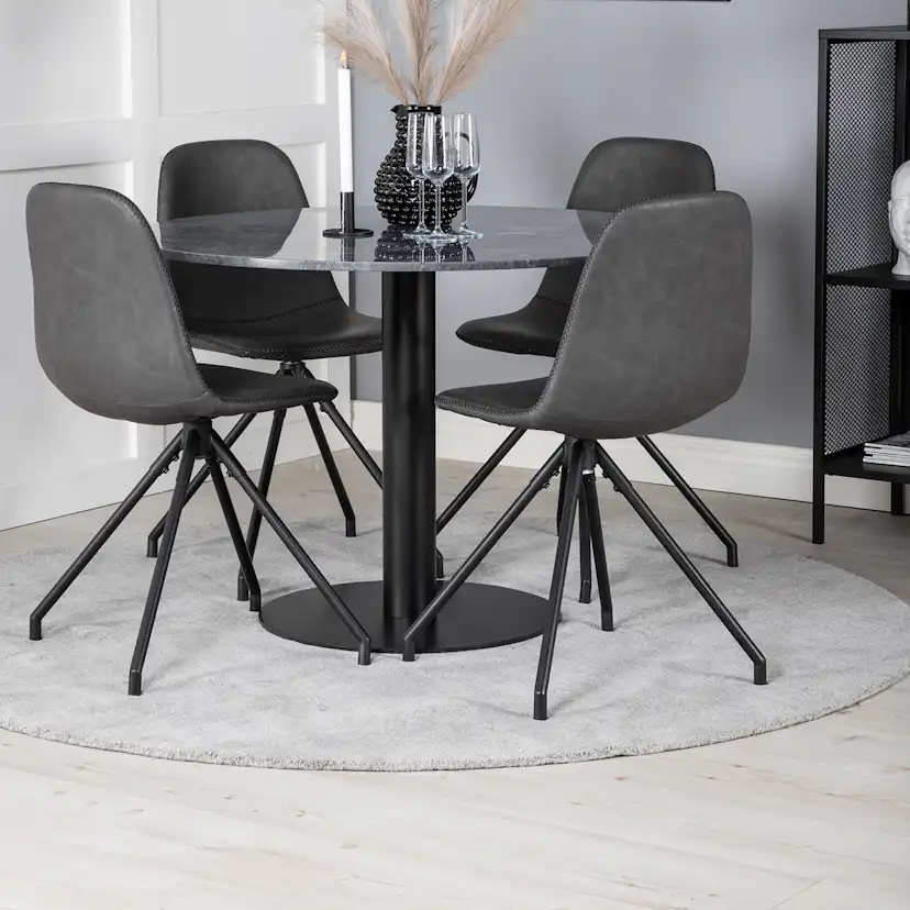 Spisegruppe Venture Home Estelle med 4 Pobbie Stoler Kunstlær