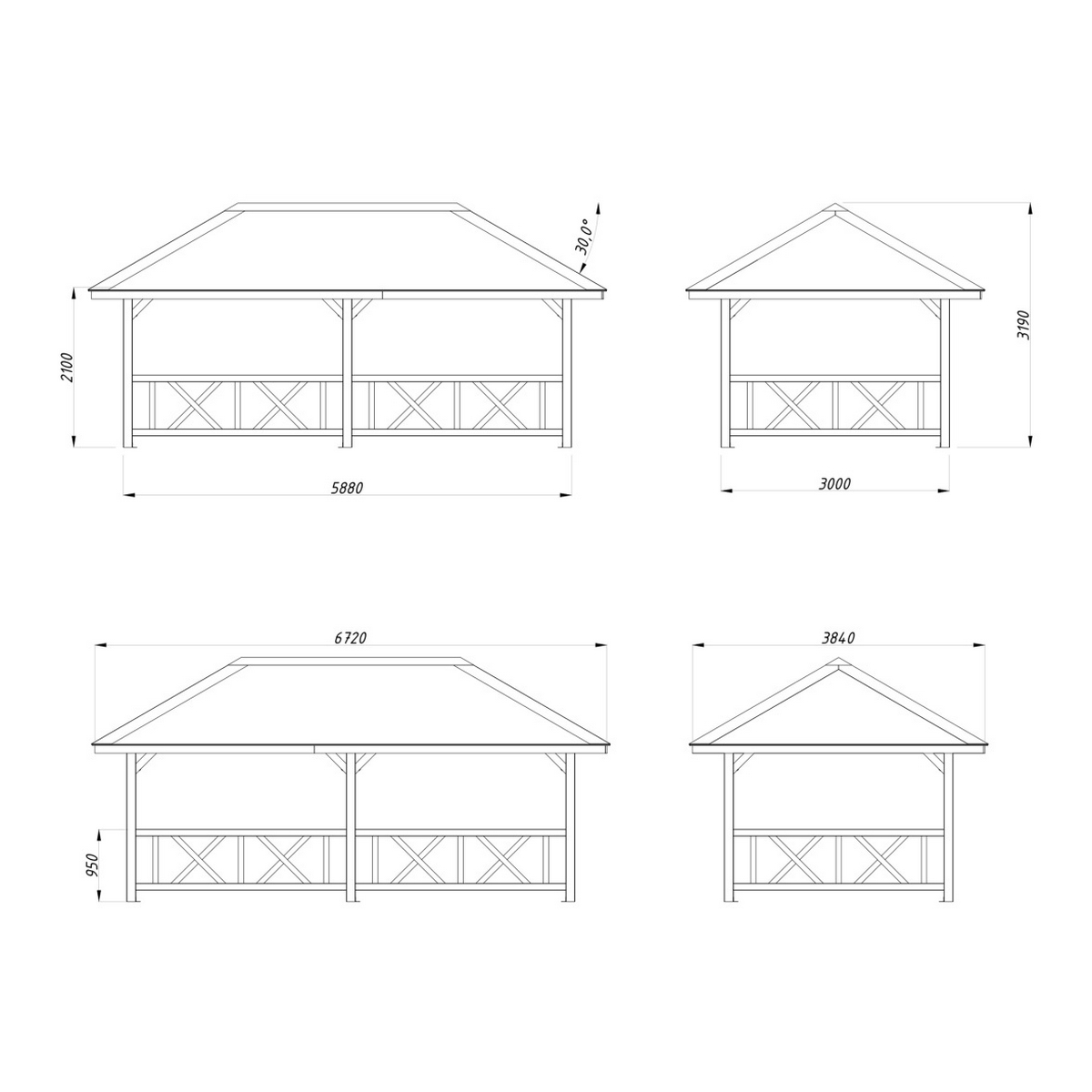 Paviljong Palmako Bianca 16,6 m2 Sett 107