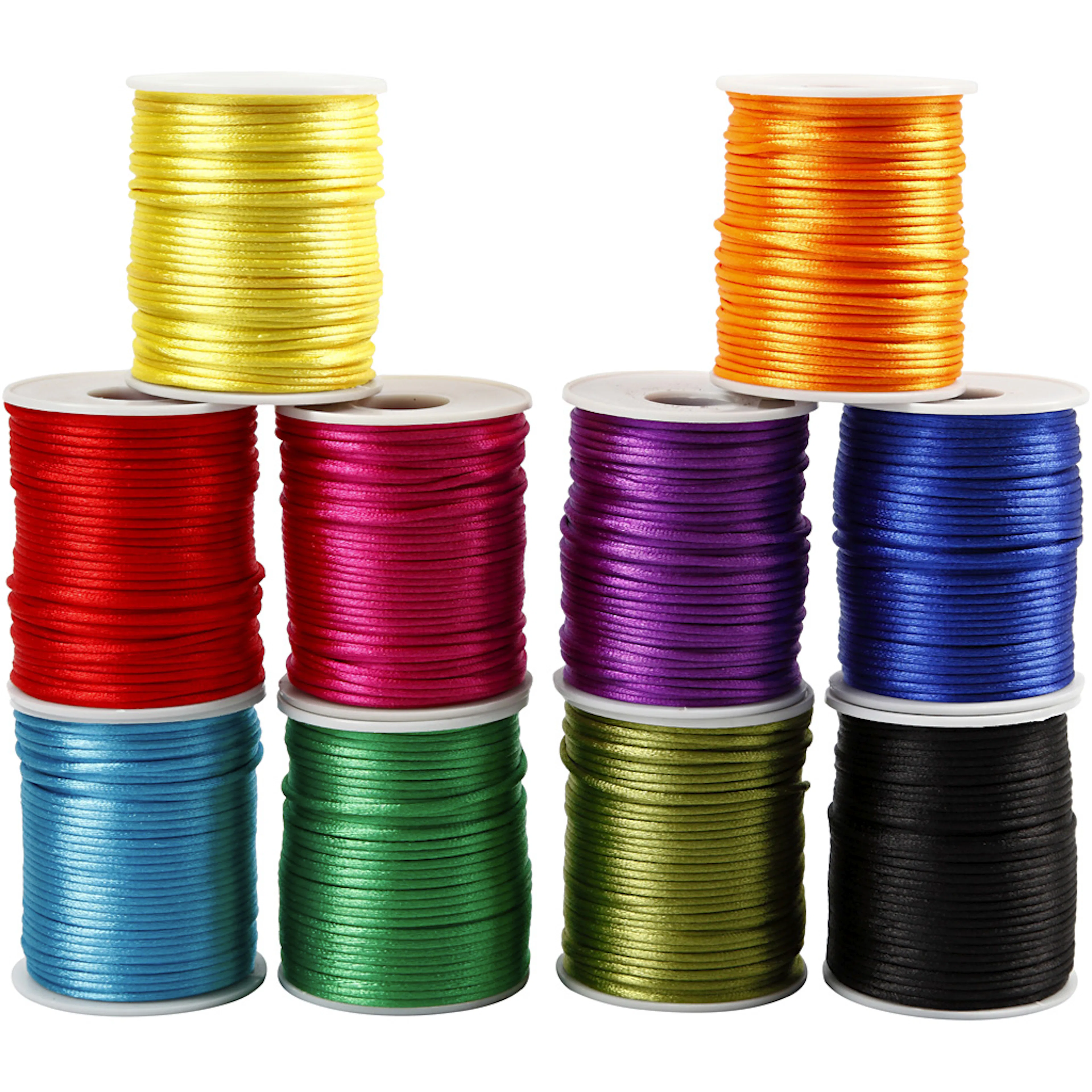Satengsnor Creativ Company Sortiment Sterke Farger Tykkelse 2 mm 10x50 m/1 Pk