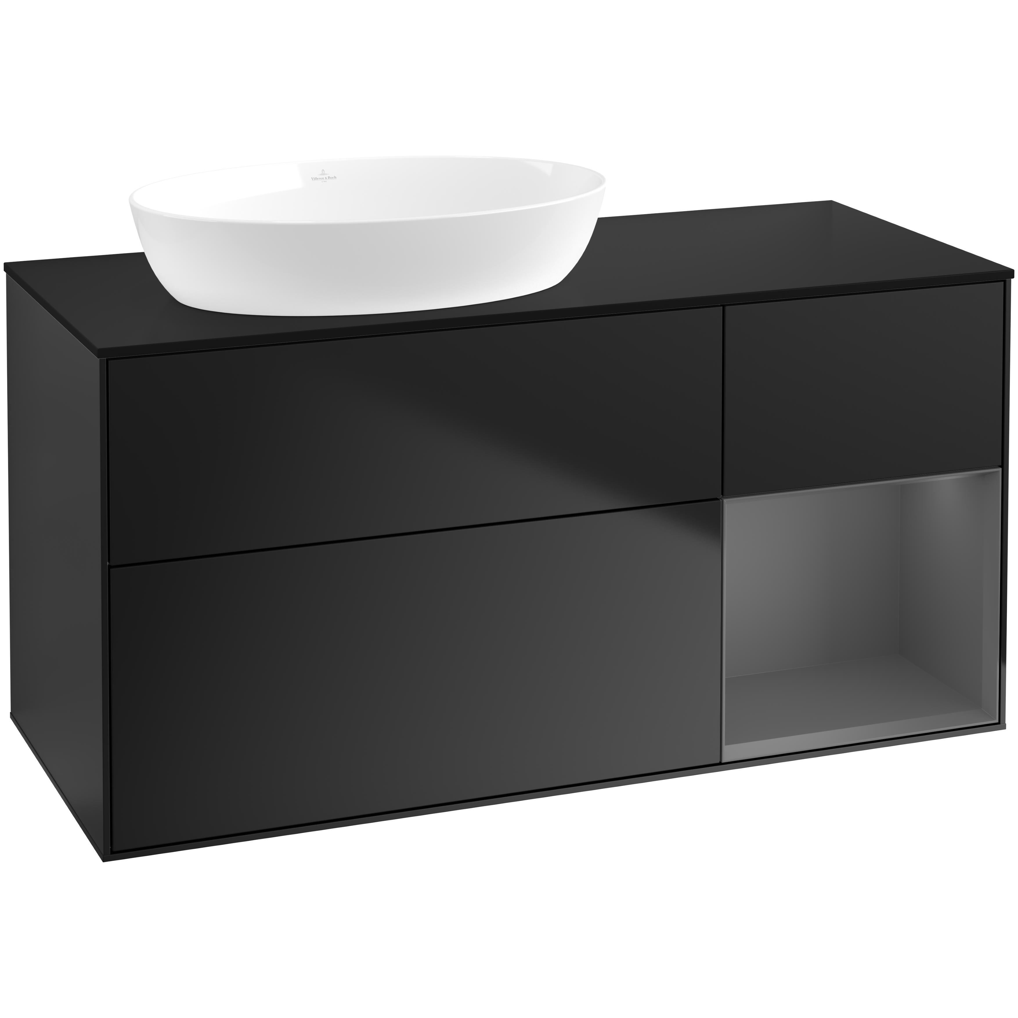 Tvättställsskåp Villeroy & Boch Finion med 3 Lådor Hylla och Bänkskiva för Ocentrerat Tvättställ från Artis & Collaro