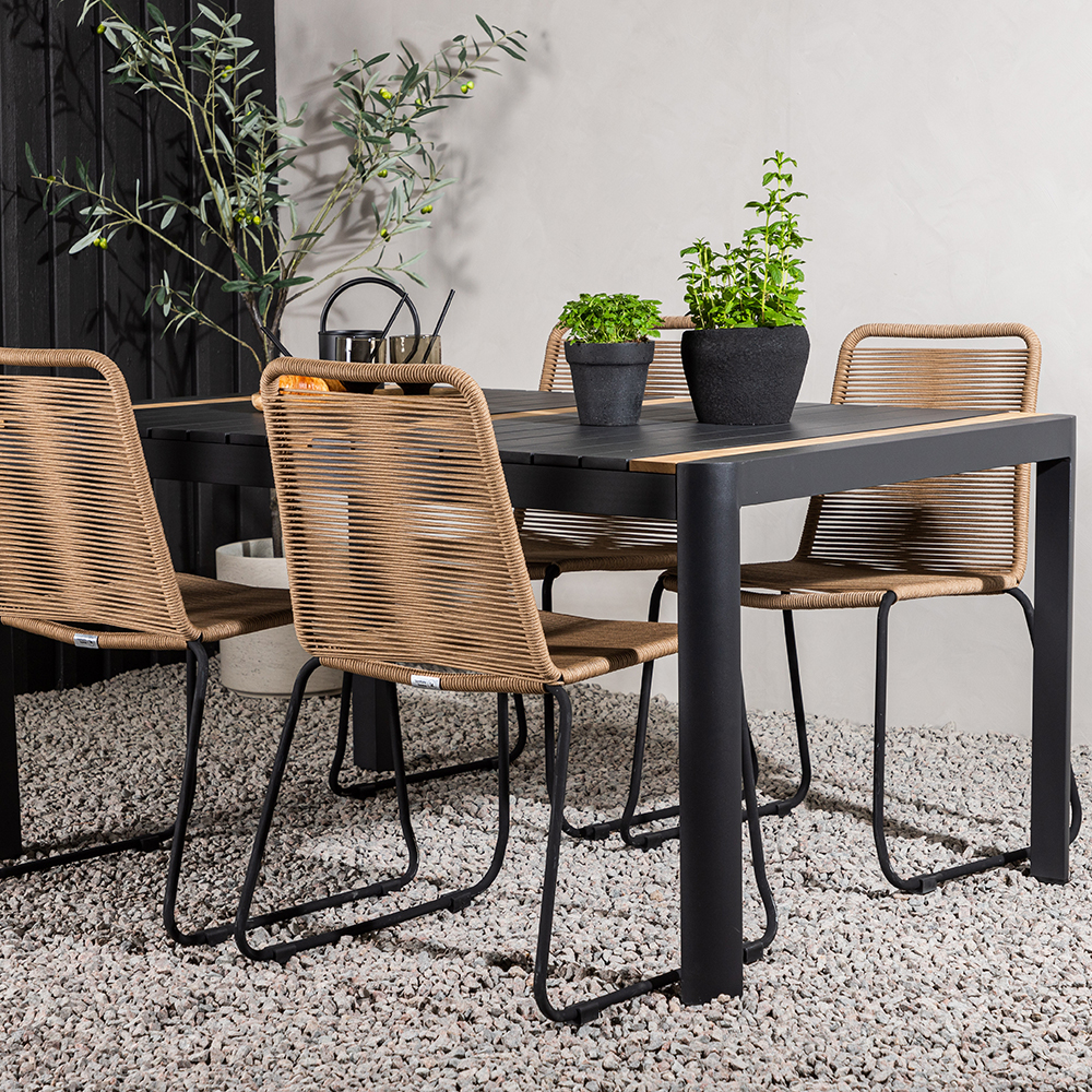Spisegruppe Venture Home Togo 150x100 cm med 4 Lindos Stoler