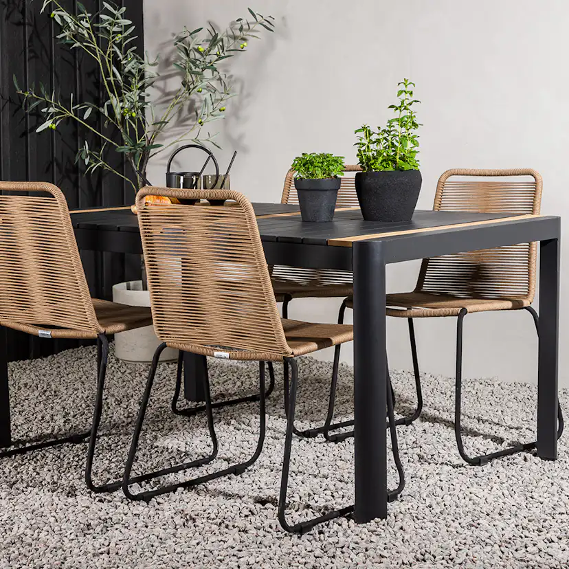 Spisegruppe Venture Home Togo 150x100 cm med 4 Lindos Stoler