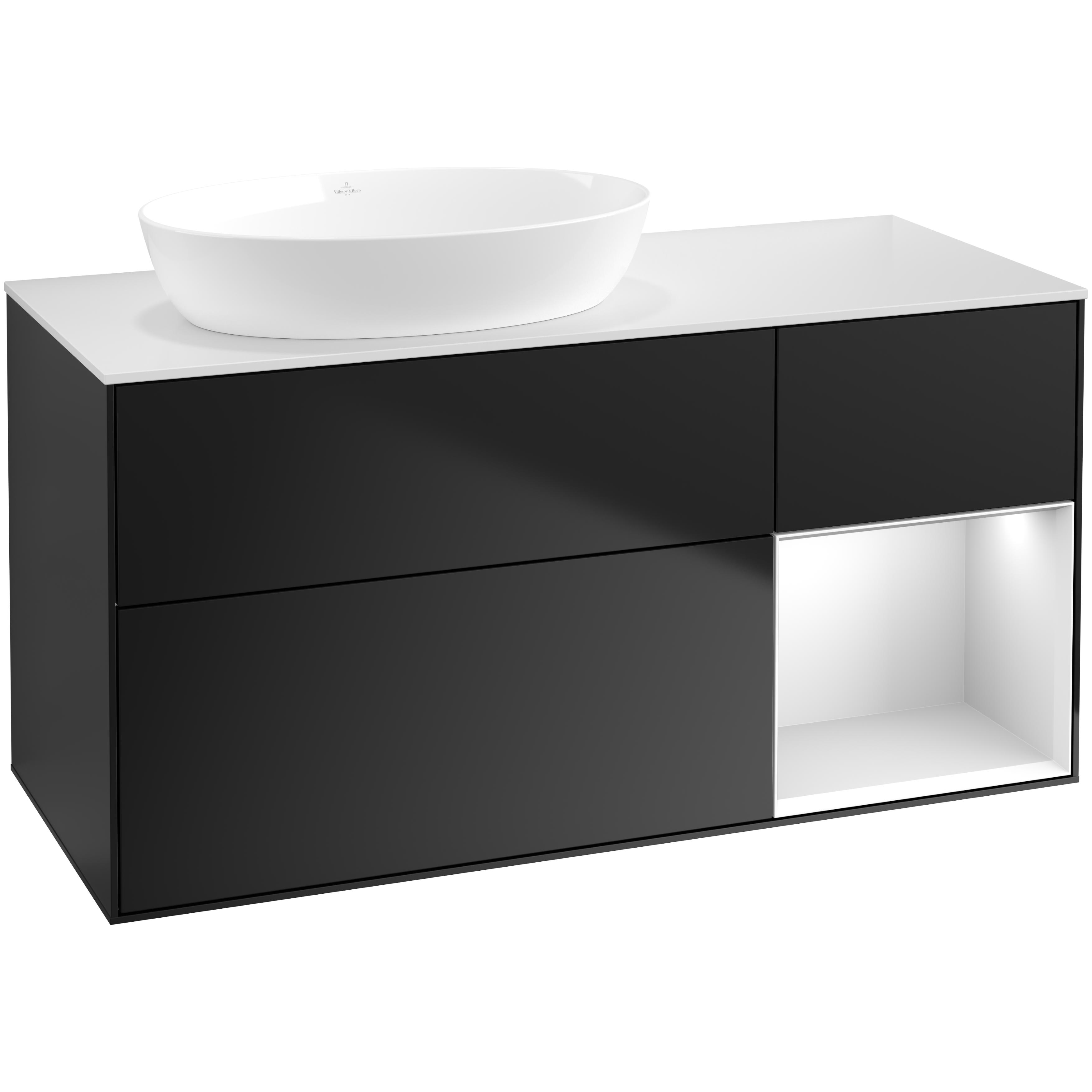 Tvättställsskåp Villeroy & Boch Finion med 3 Lådor Hylla och Bänkskiva för Ocentrerat Tvättställ från Artis & Collaro