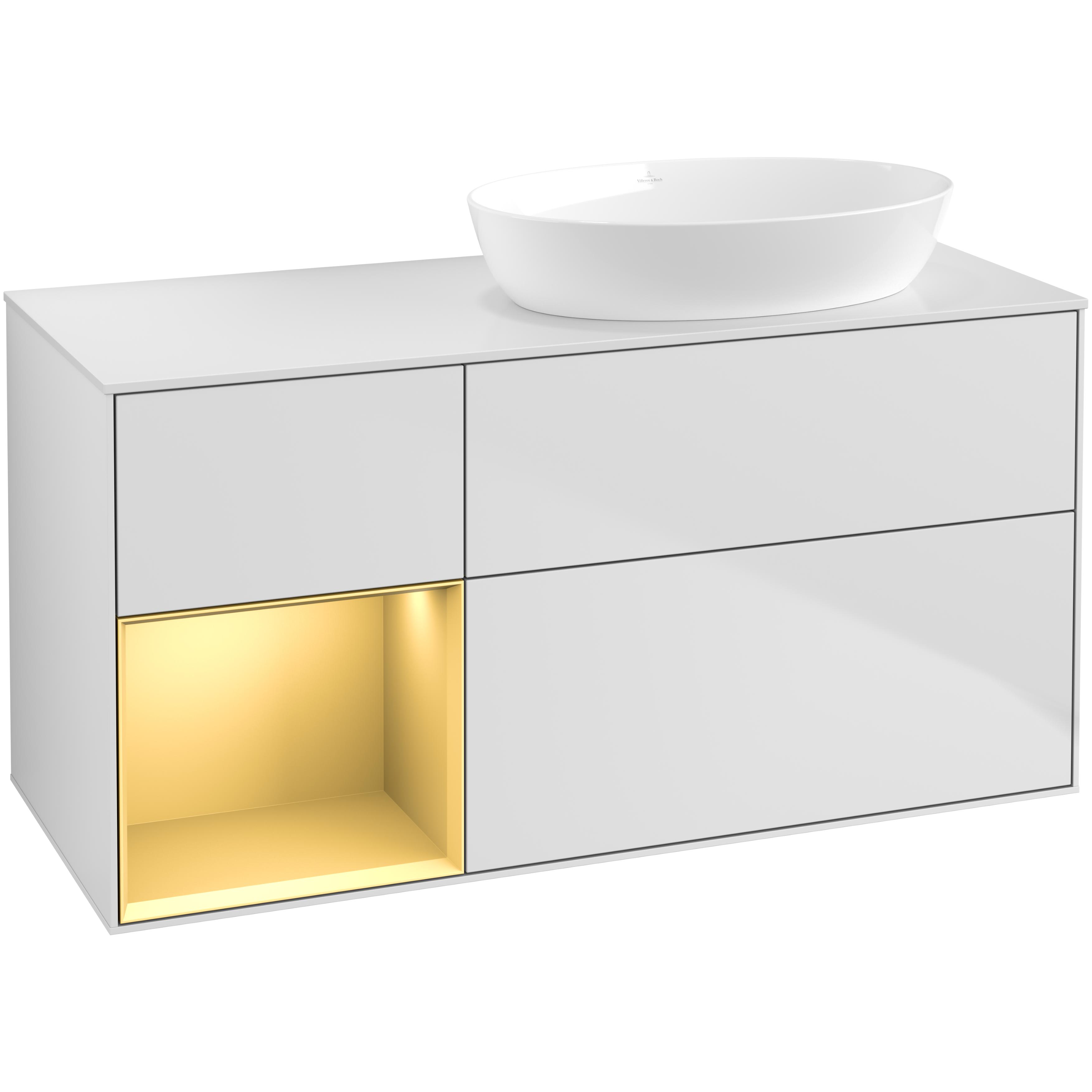Tvättställsskåp Villeroy & Boch Finion med 3 Lådor Hylla och Bänkskiva för Ocentrerat Tvättställ från Artis & Collaro