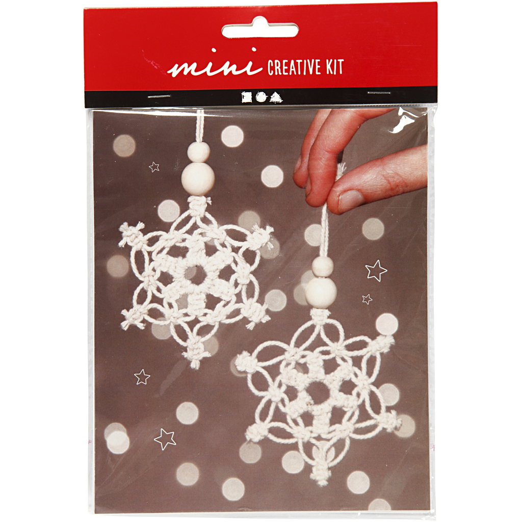 Materiellsett Creativ Company Mini DIY Kit Makrame Iskrystall/Snøfnugg 2 Stk/1 Sett
