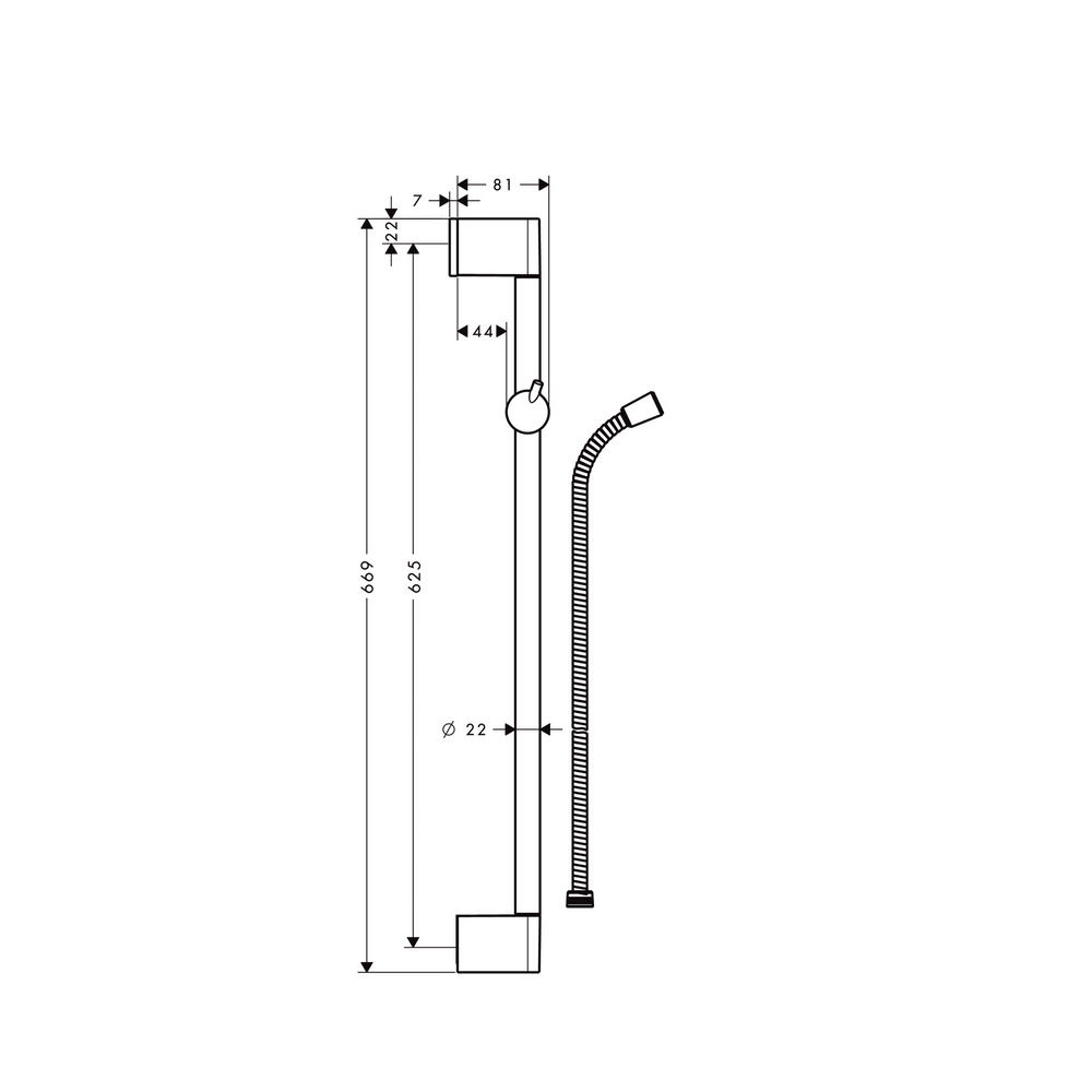 HG Unica Crometta duschstång 65 cm, krom H: 669 mm
