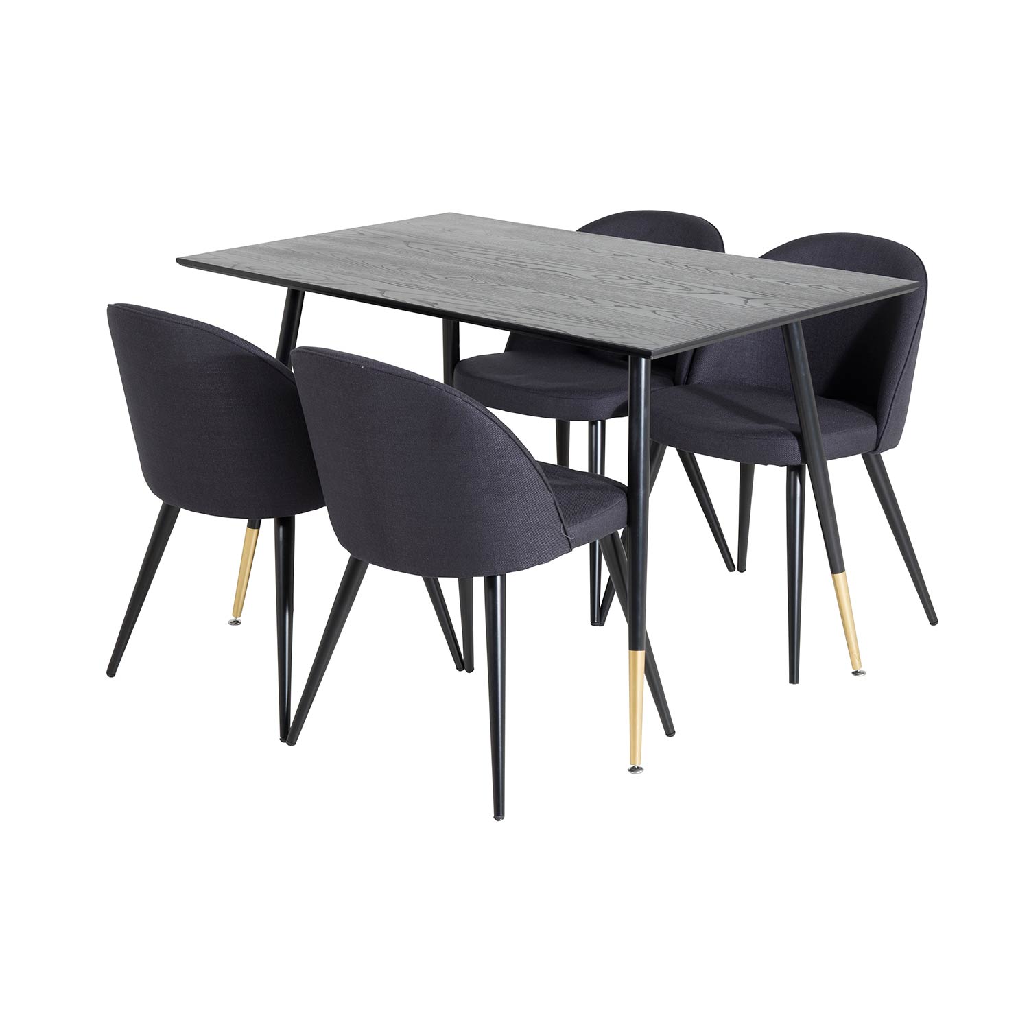 DippTable - Black Veneer -VelvetChiar- Black _4 Sort/, Polyester
