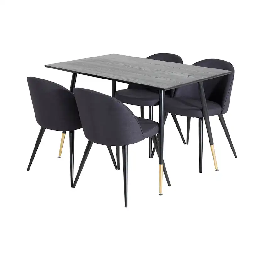 DippTable - Black Veneer -VelvetChiar- Black _4 Sort/, Polyester