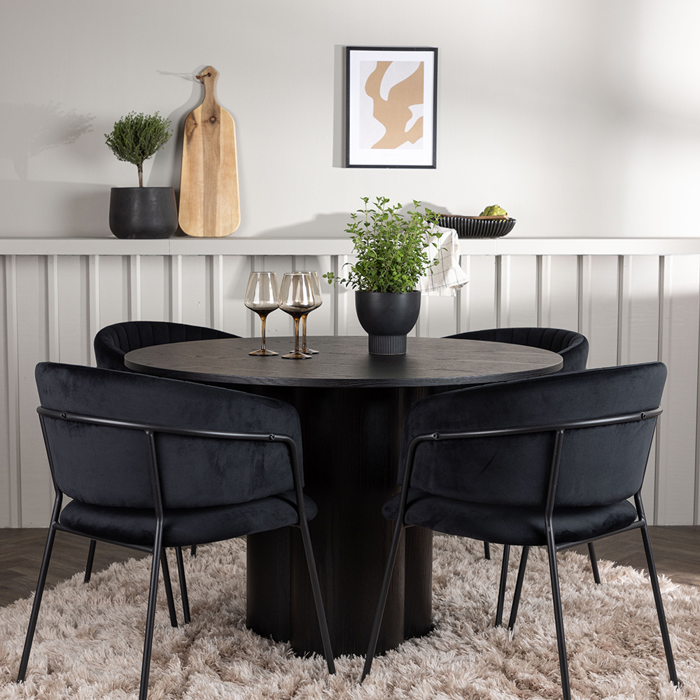 Spisegruppe Venture Home Olivia Ø110 cm med 4 stk Selma Stoler