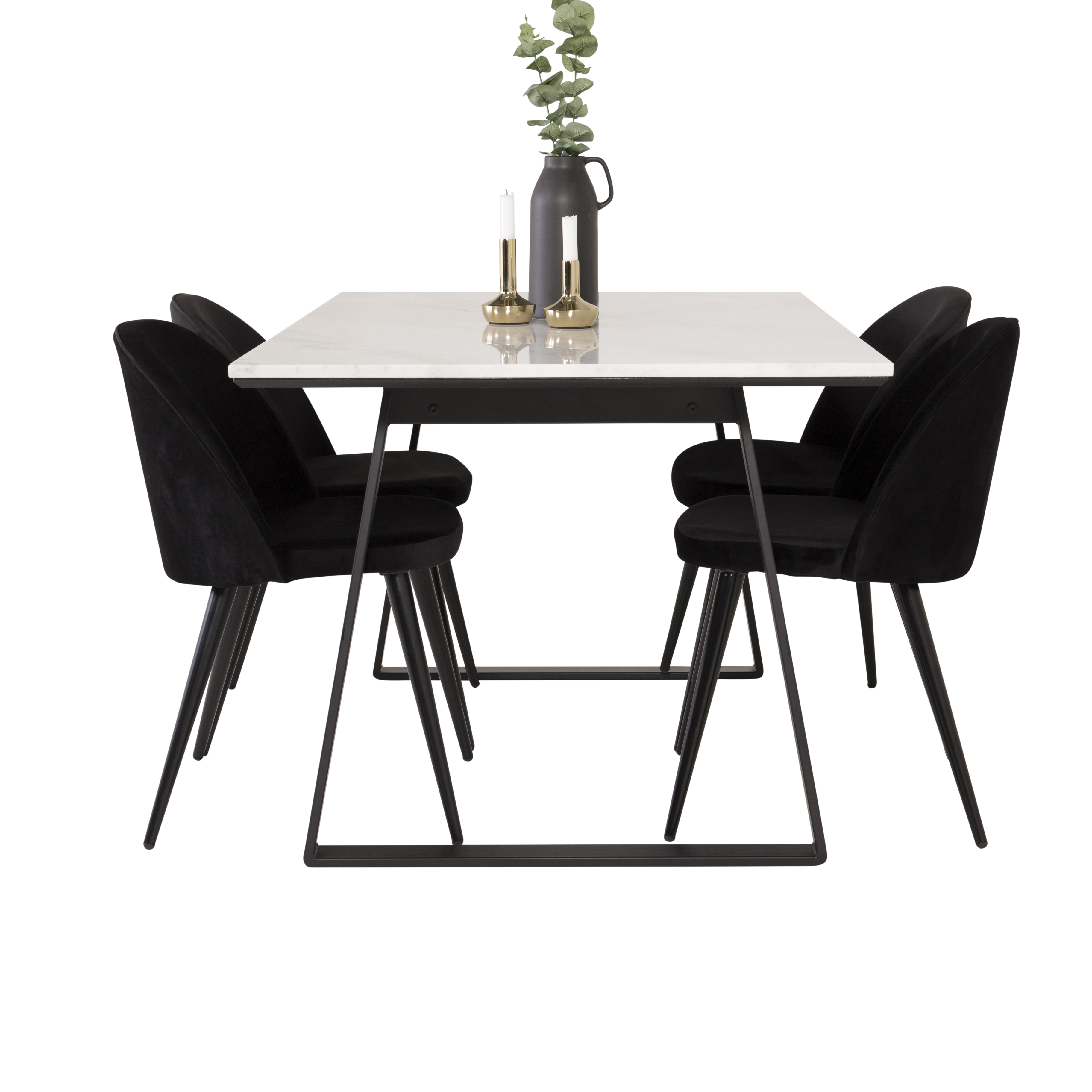 Spisegruppe Venture Home Estelle 140 med 4 Valentina Stoler Fløyel