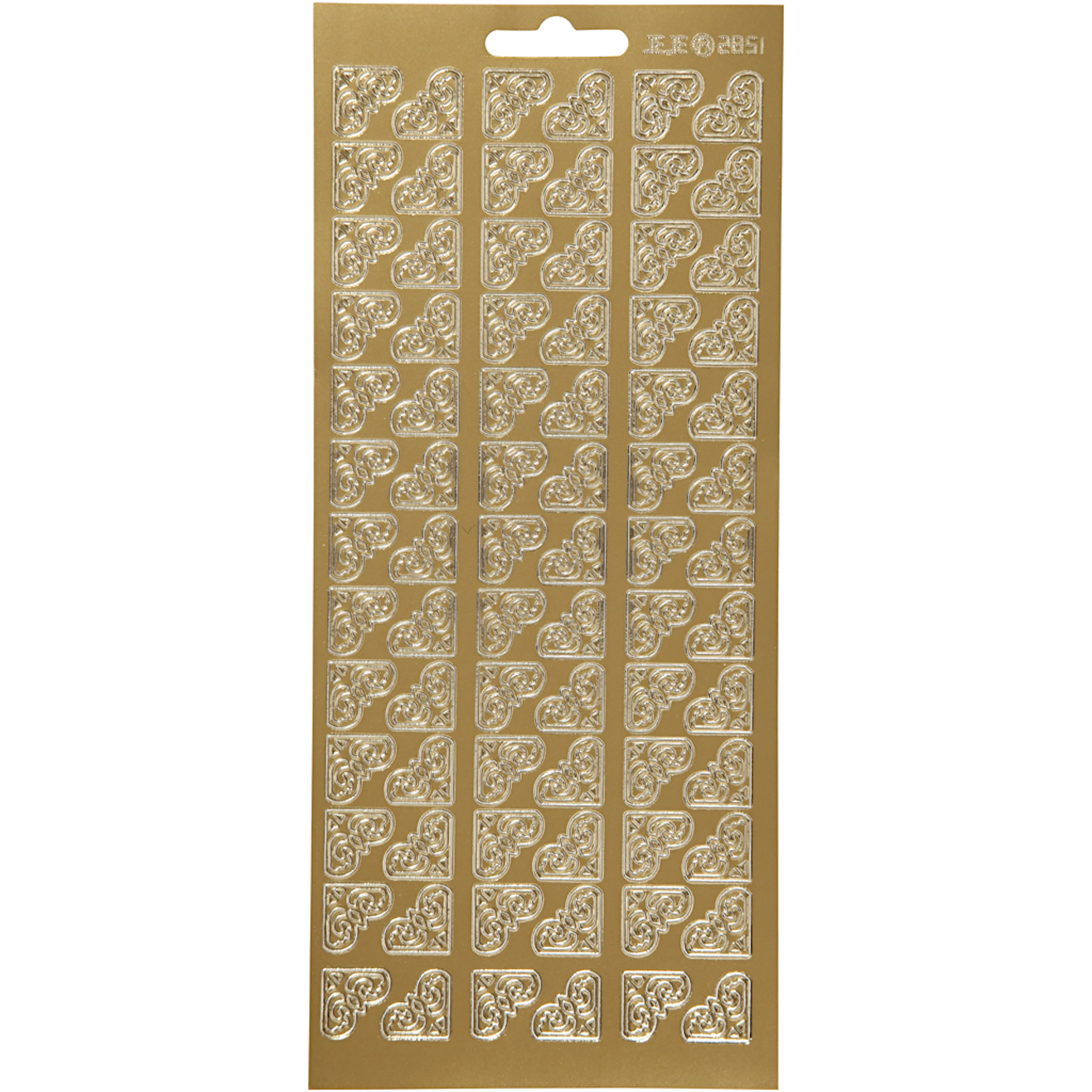 Stickers, guld, hörn, 10x23 cm, 1 ark Mörkguld
