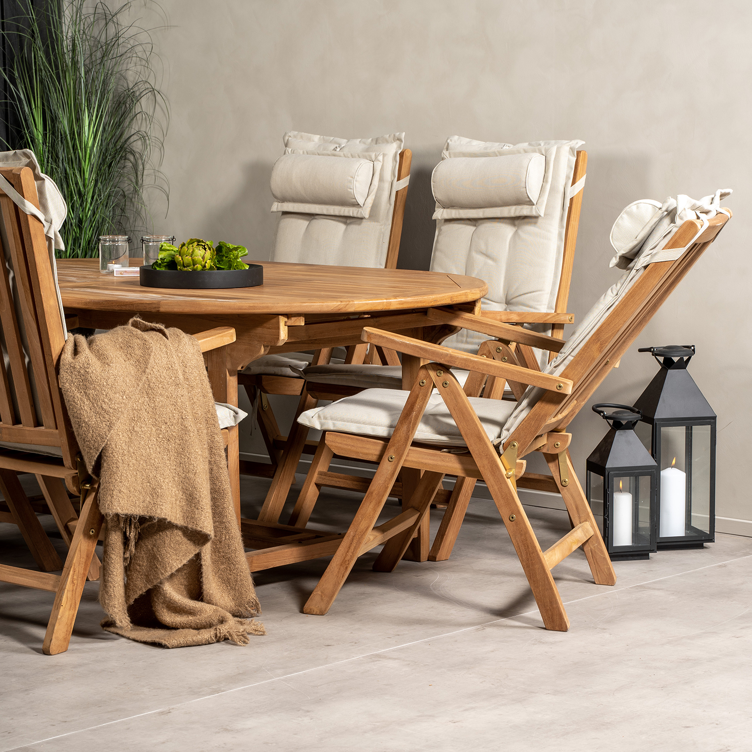 Spisegruppe Venture Home Kenya 180-240x120 Teak med 6 Kenya PositionsLenestoler