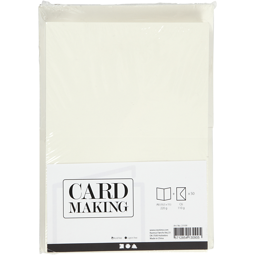 Kort Creativ Company og Konvolutt Kortstr 10,5x15 cm Konvstr 11,5x16,5 cm 50 stk 1 Pk