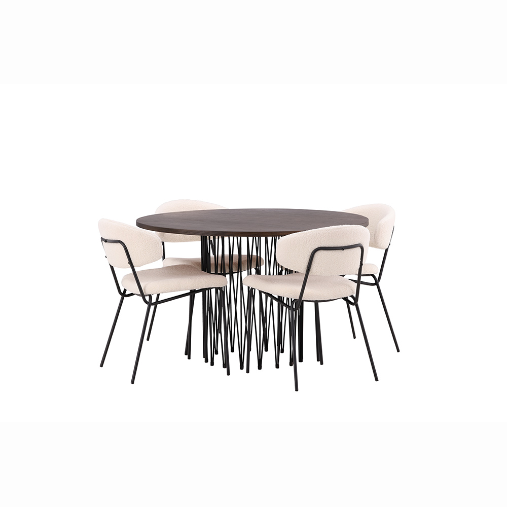 Spisegruppe furniture/fashion Stone med 4 Chico Stoler Rundt