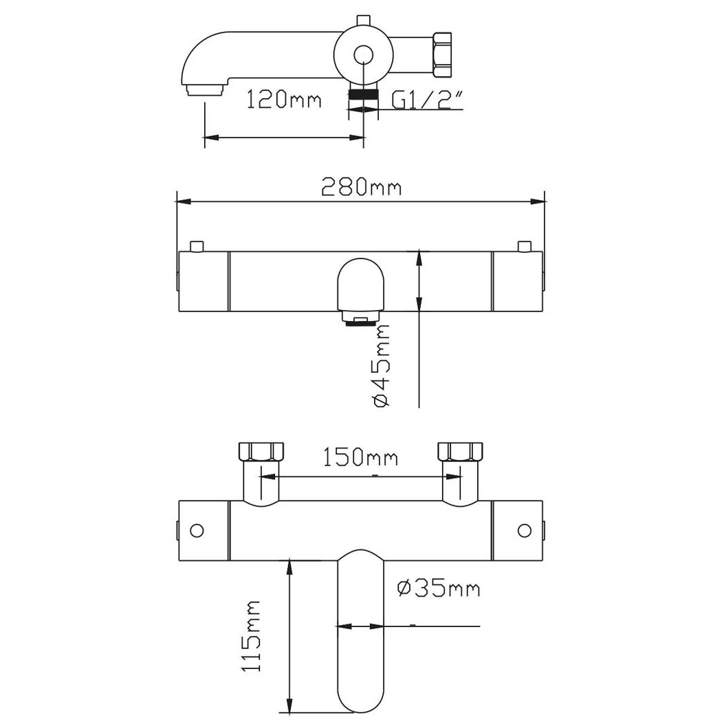 Dusj og Badekarblander Strand Stainless Inox G-28A 150 cc