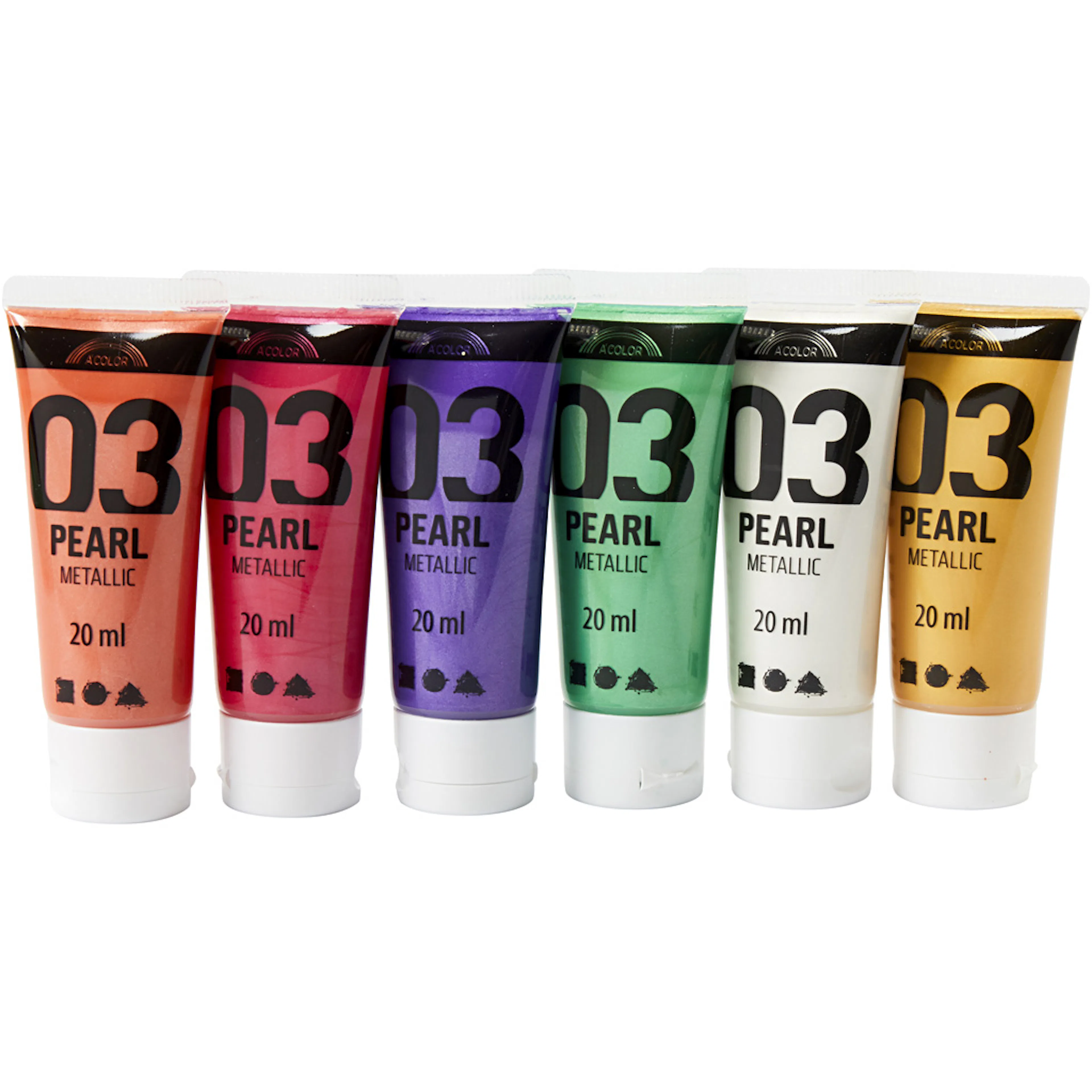 Akrylmaling Creativ Company A-color Komplementerende Farger Nr 03 Metallic 6 stk 20 ml/1 Pk