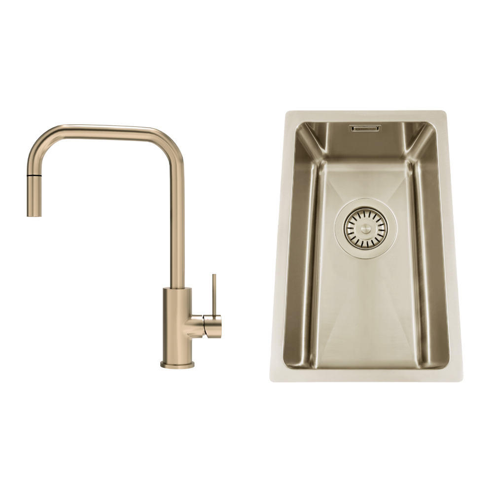 Kjøkkenvask Nordic Tech Titan 230 X med Kjøkkenbatteri Steel Accent Square D