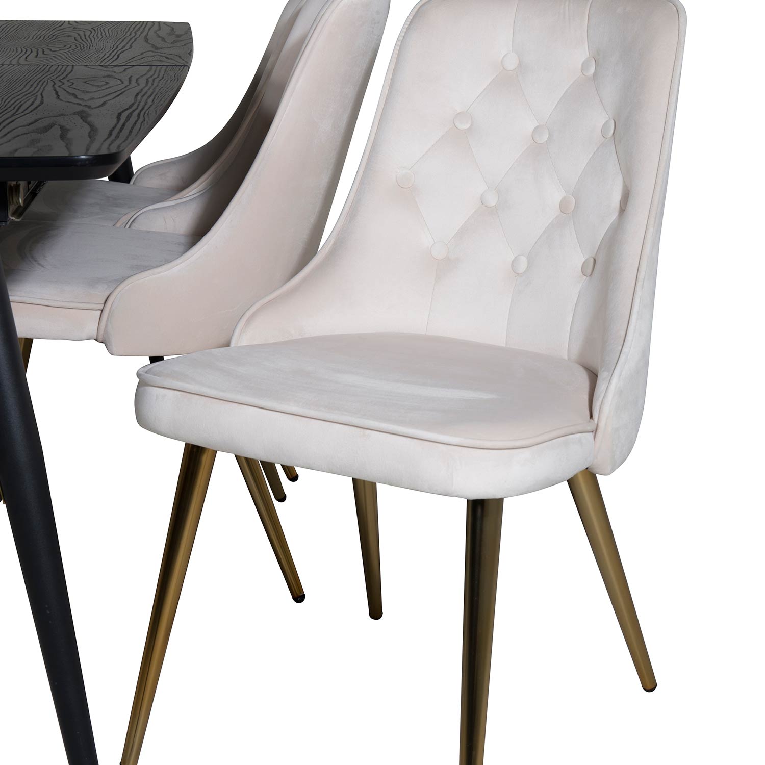 Spisegruppe Venture Home Gold med 6 Velvet Deluxe Stoler