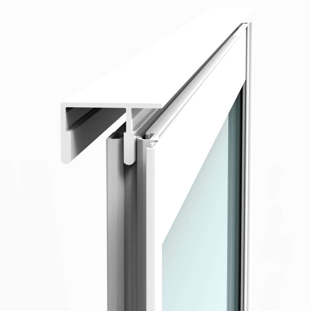 Landskap Fast Väggparti Stadig B735 x H2000 - Silver Förläng Bredde: 735 mm, Herdet energiglass, Alu, Uten Håndtak