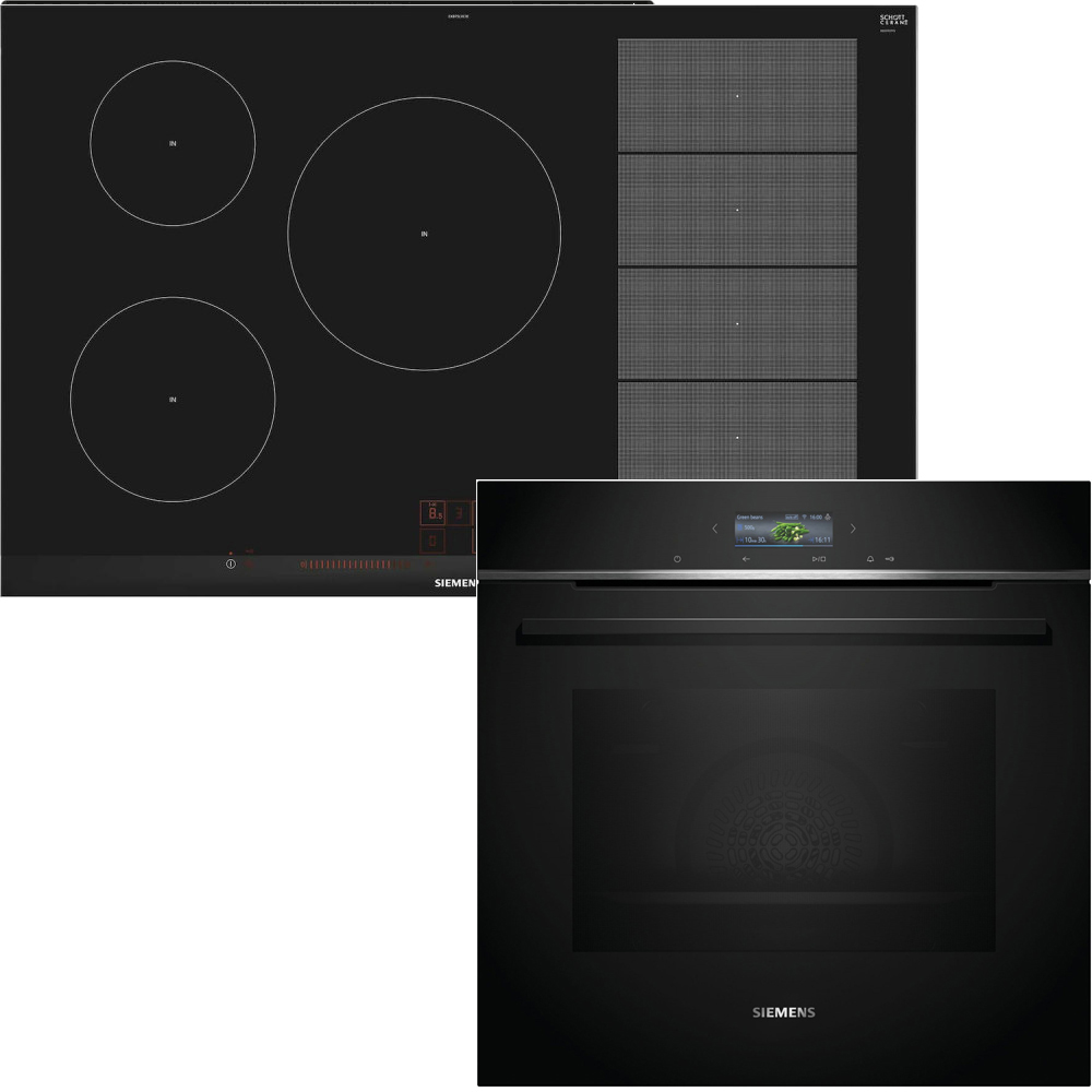 Ovn/Platetopp Siemens iQ700 HB772G2B1S + EX875LVC1E med Pyrolyse og Steketermometer Sort Pakke