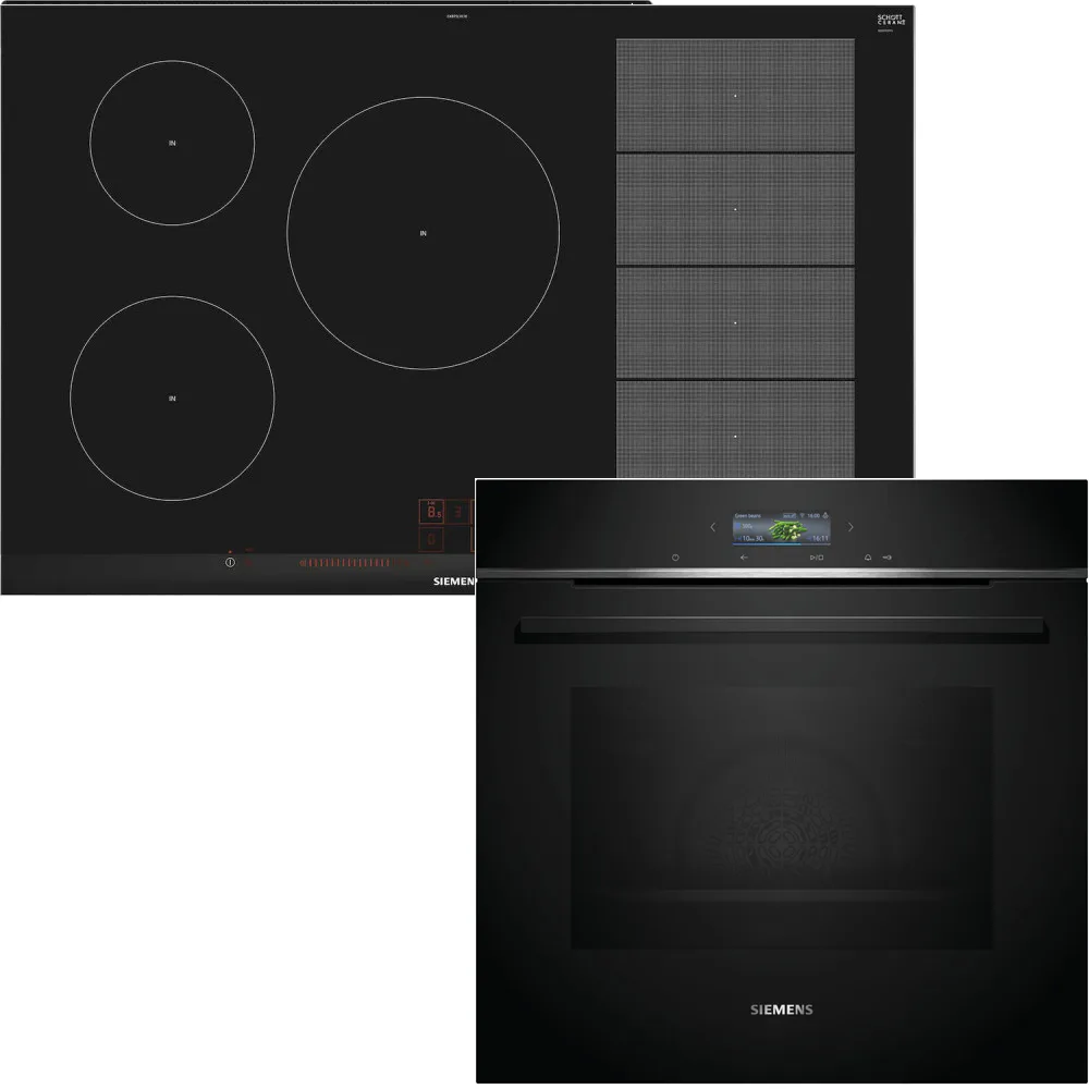 Ovn/Platetopp Siemens iQ700 HB772G2B1S + EX875LVC1E med Pyrolyse og Steketermometer Sort Pakke