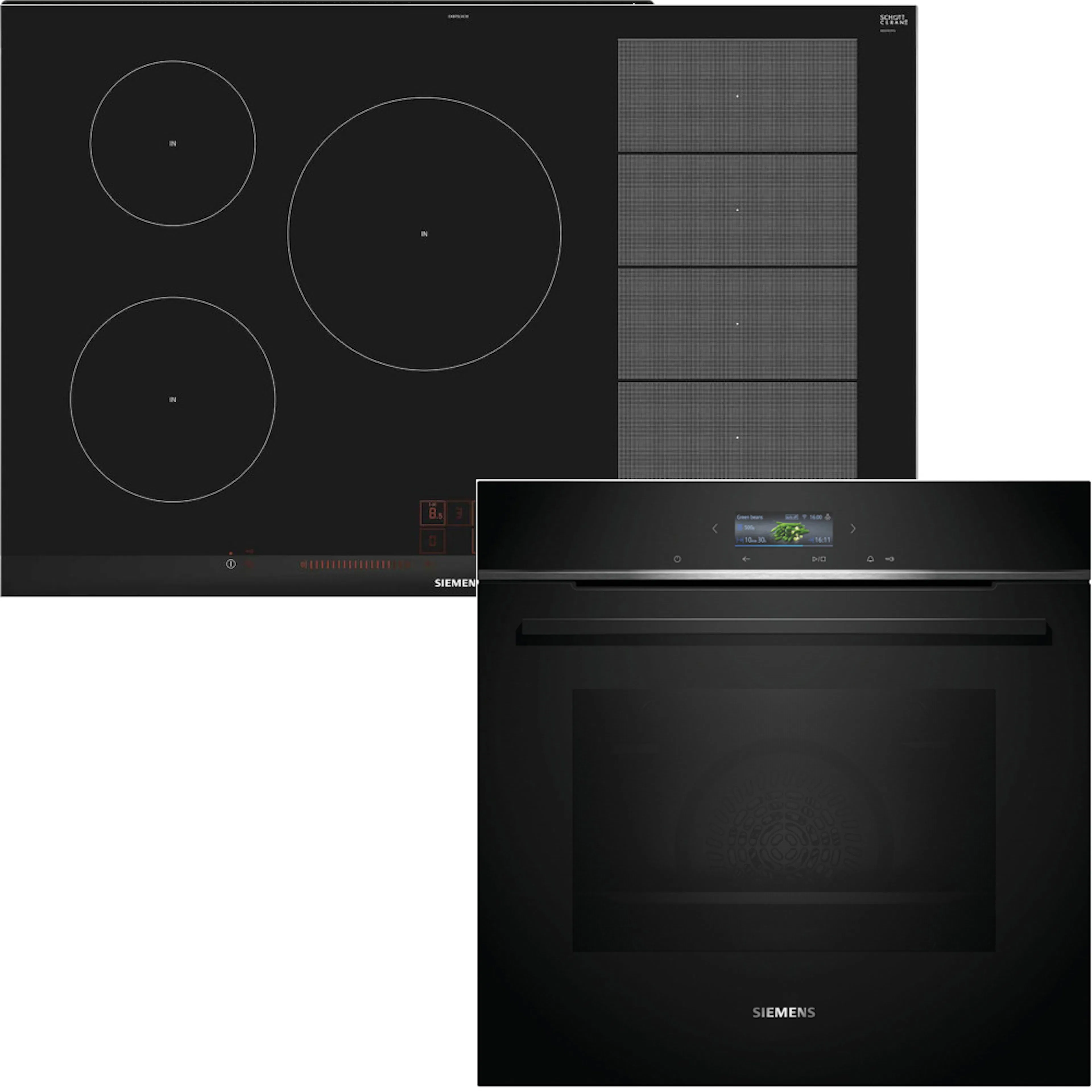 Ovn/Platetopp Siemens iQ700 HB772G2B1S + EX875LVC1E med Pyrolyse og Steketermometer Sort Pakke