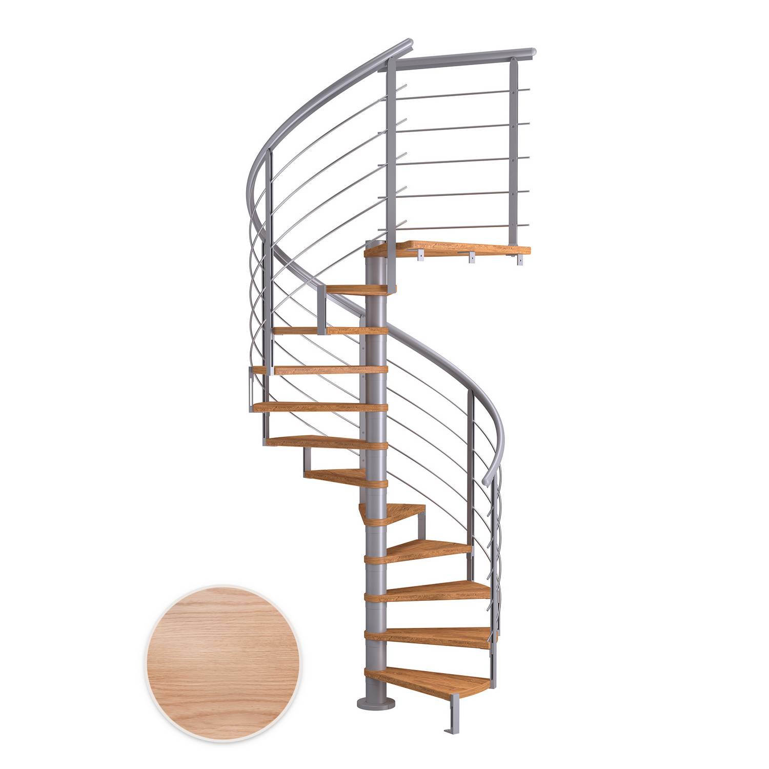MONTREAL ek multiplex pearl grey DESIGN 11T Ø140 Pearl Grey, D: 1400 mm, Høyde gulv til gulv: 2460-2820 mm, 11+1 trinn