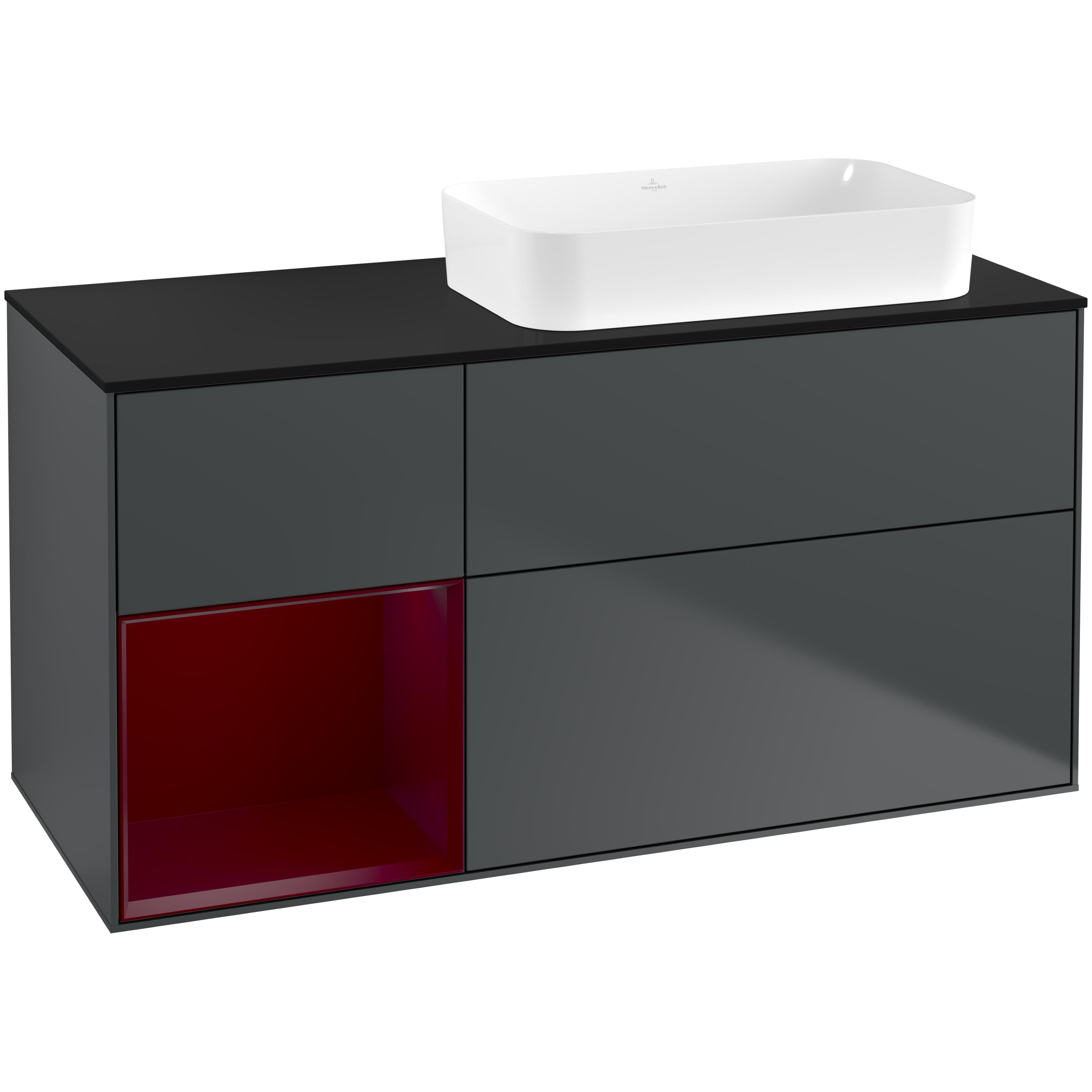 Tvättställsskåp Villeroy & Boch Finion med 3 Lådor Hylla och Bänkskiva för Ocentrerat Fristående Tvättställ